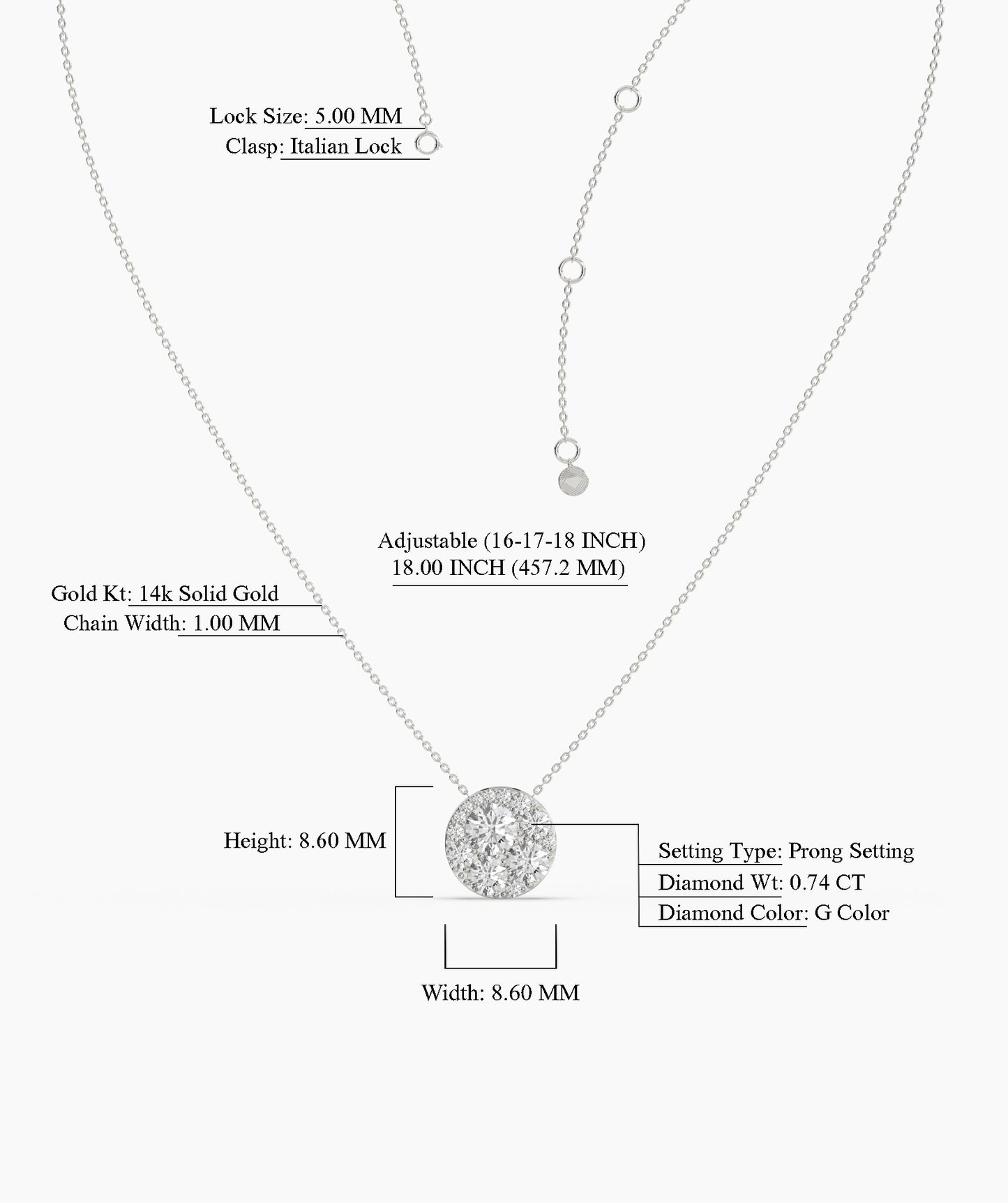 Luminous Diamond Halo Pendant