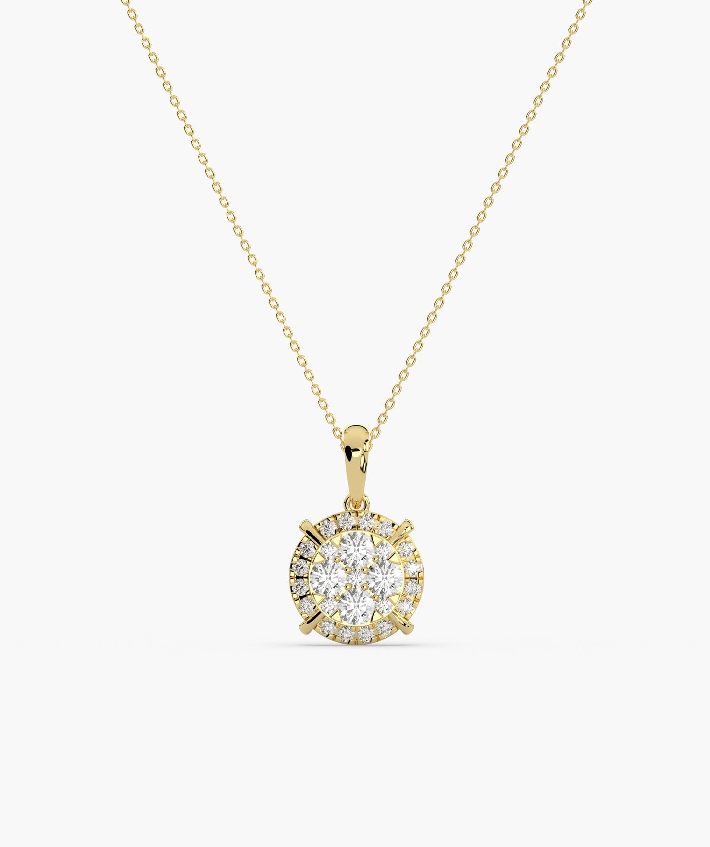 Gleaming Diamond Halo Necklace