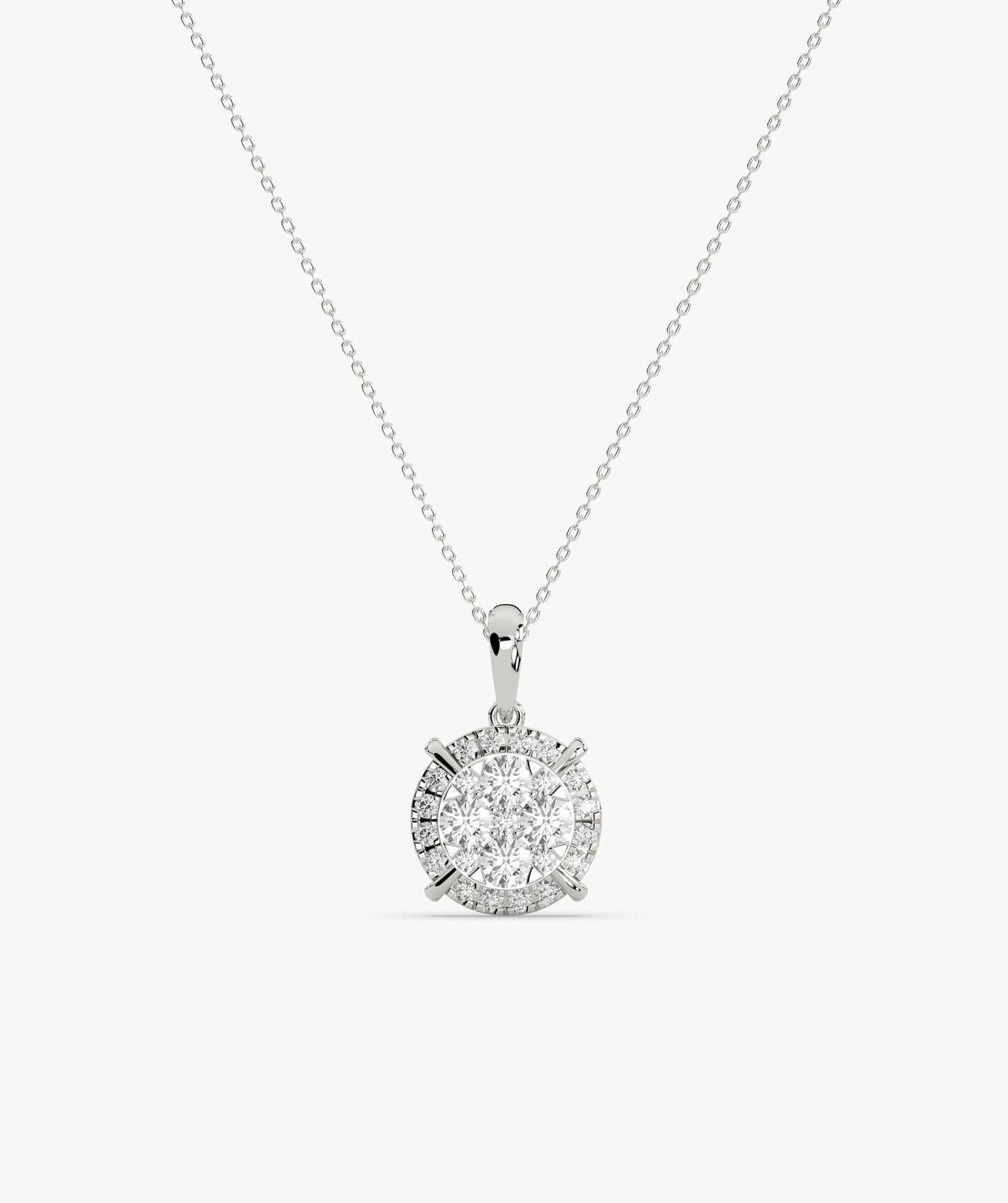 Gleaming Diamond Halo Necklace
