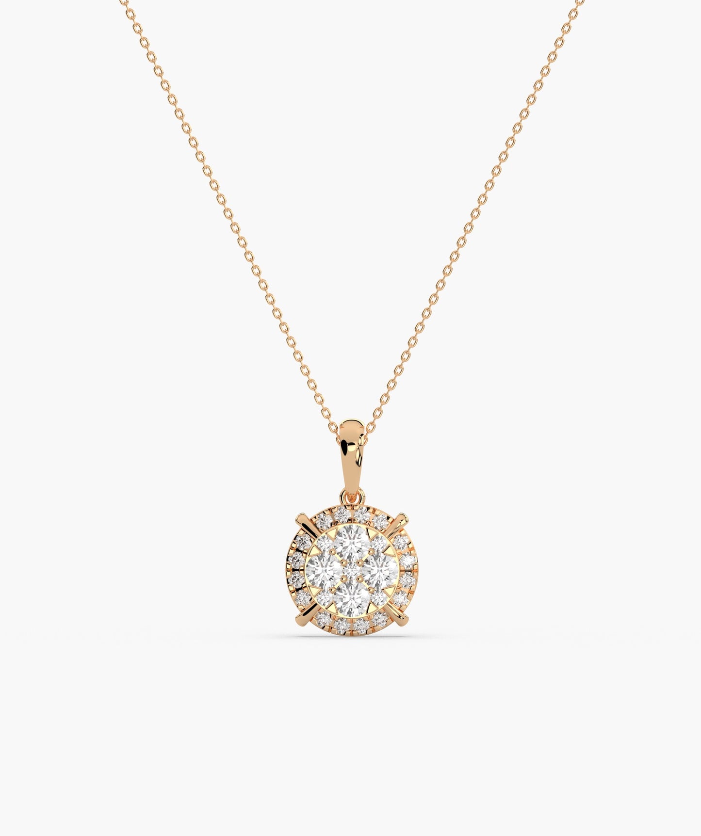 Gleaming Diamond Halo Necklace