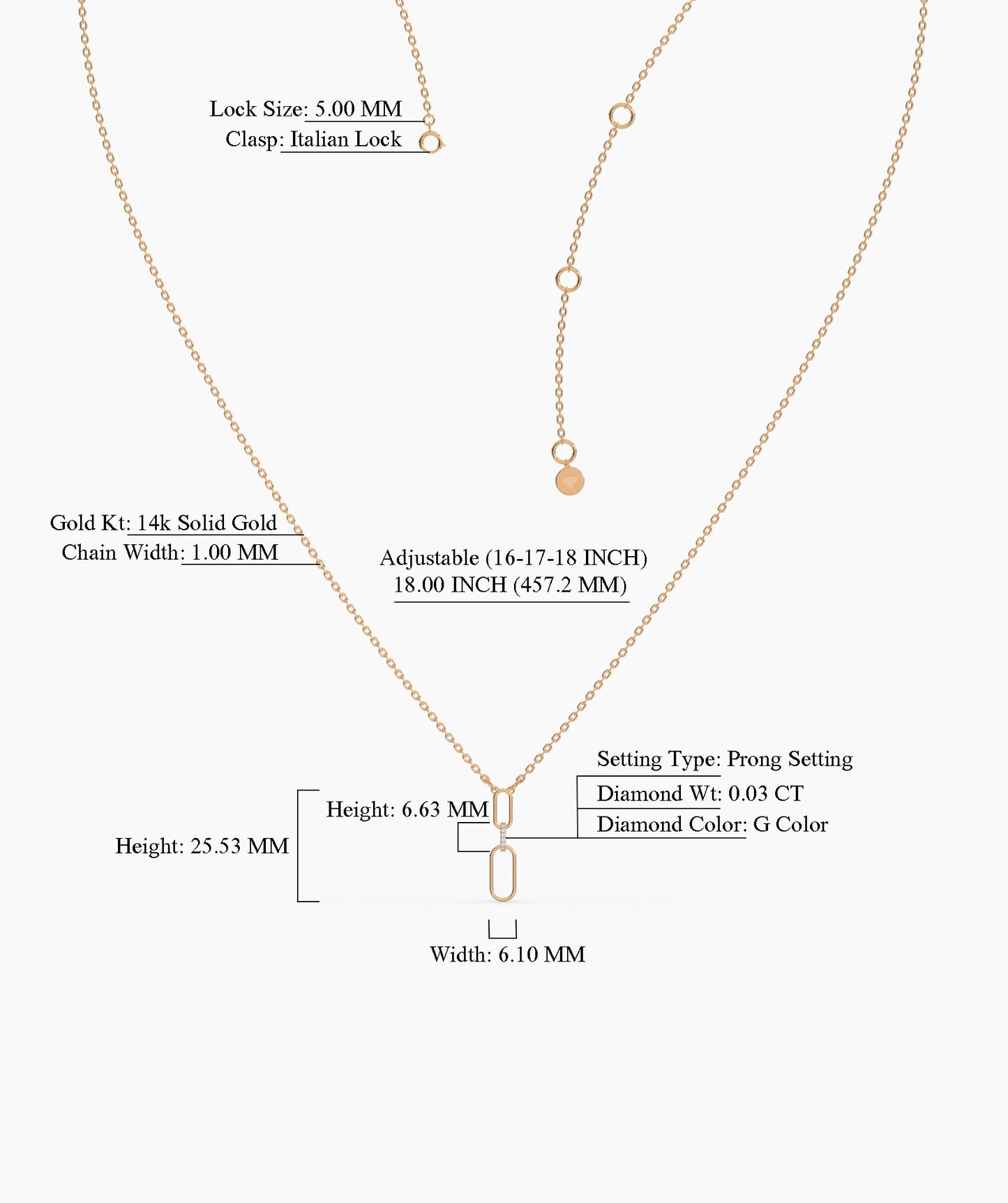 Modern Link Diamond Pendant