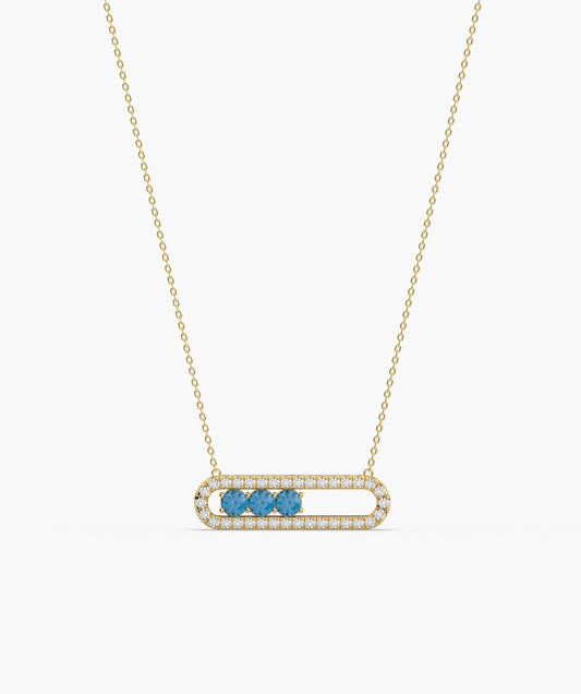 Diamond-Outlined Blue Trio Necklace