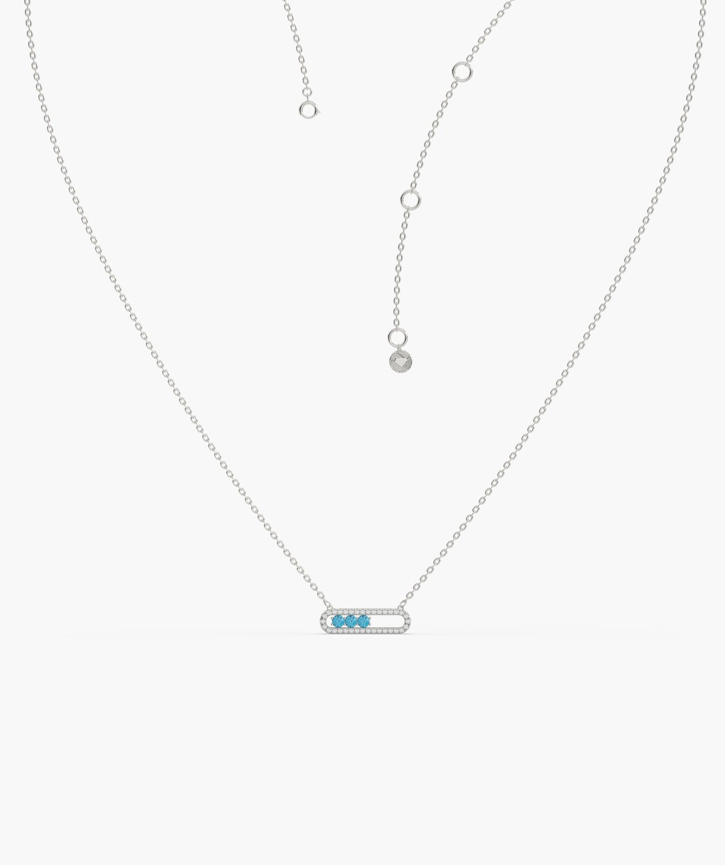 Diamond-Outlined Blue Trio Necklace