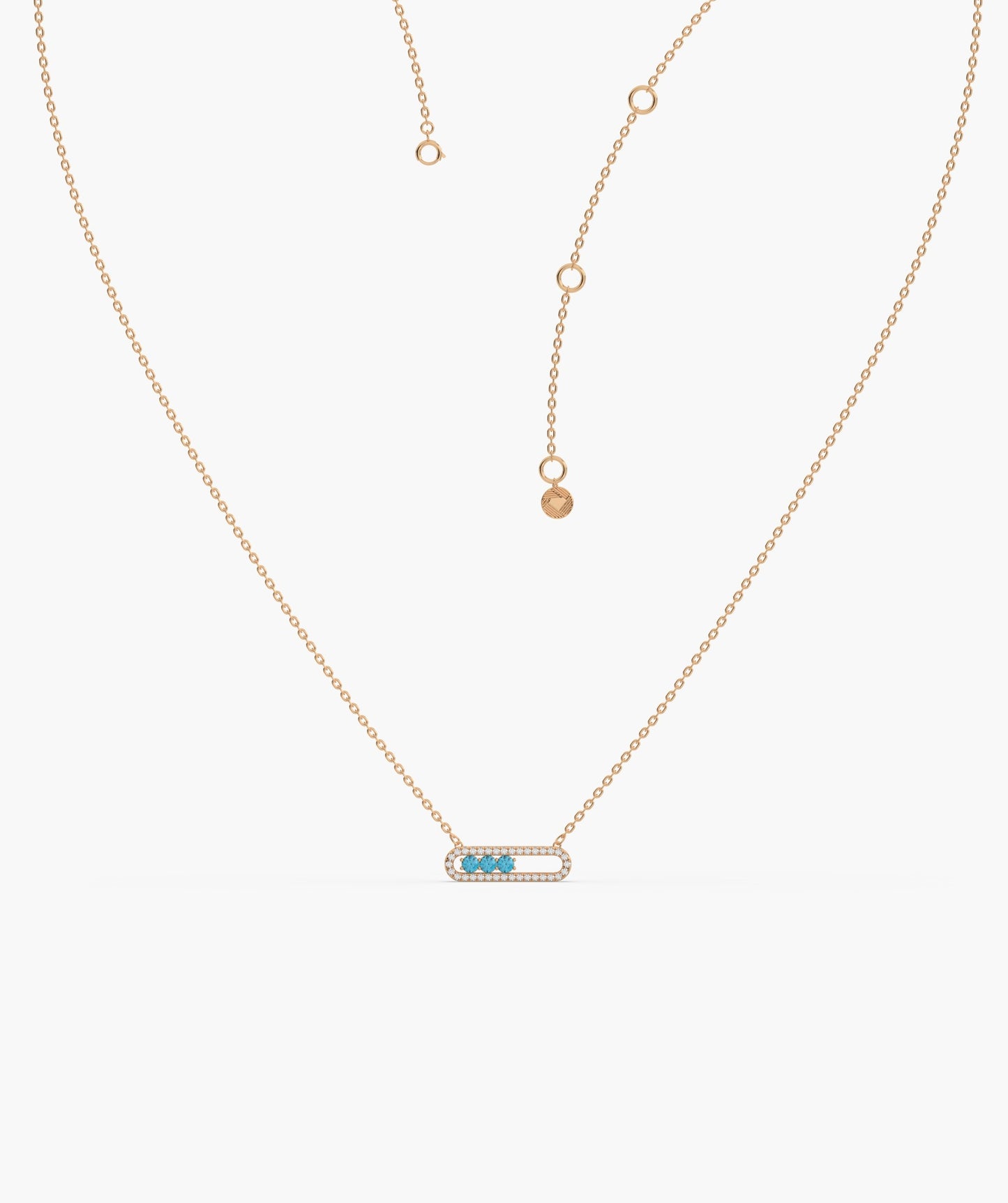 Diamond-Outlined Blue Trio Necklace