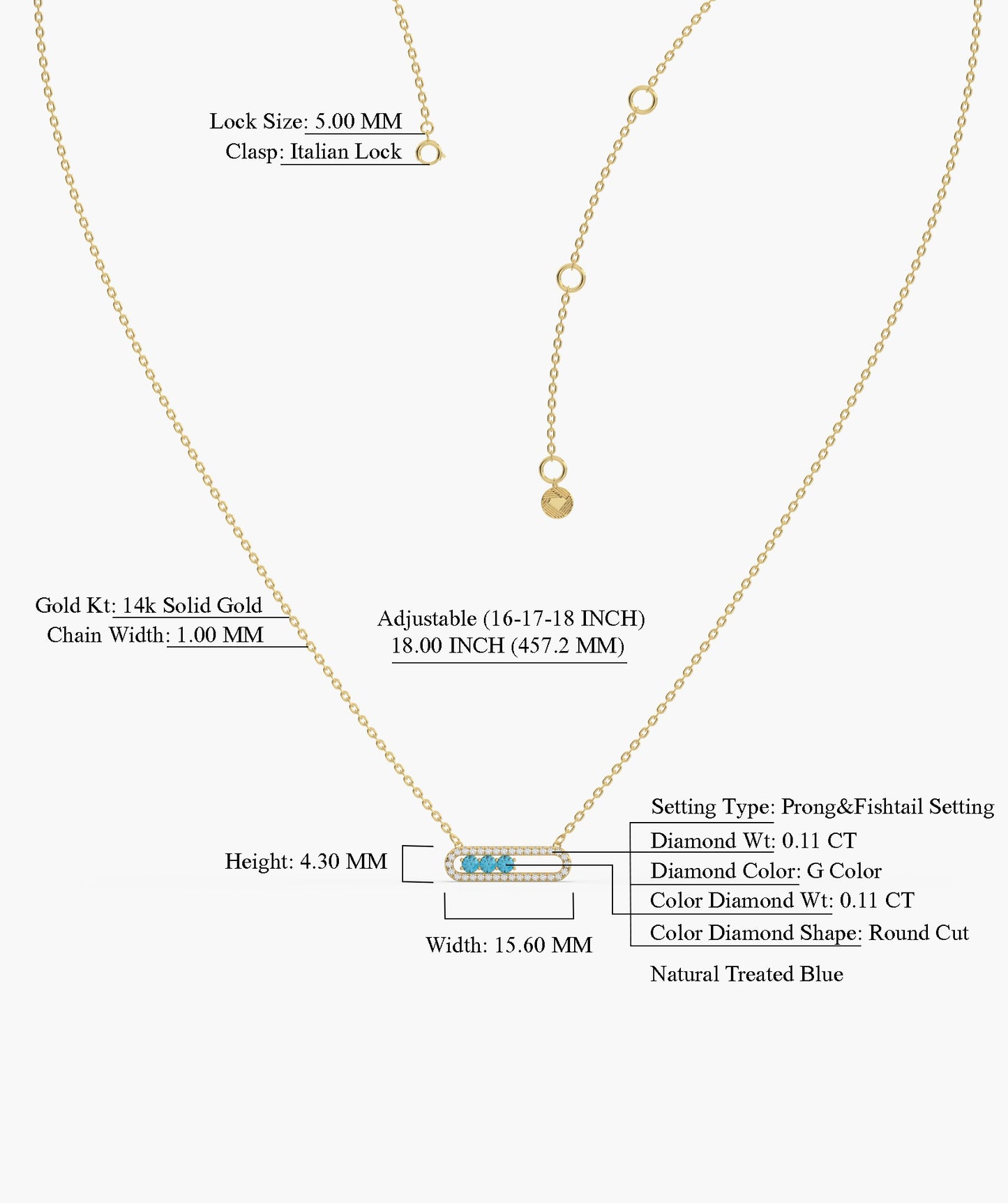 Diamond-Outlined Blue Trio Necklace