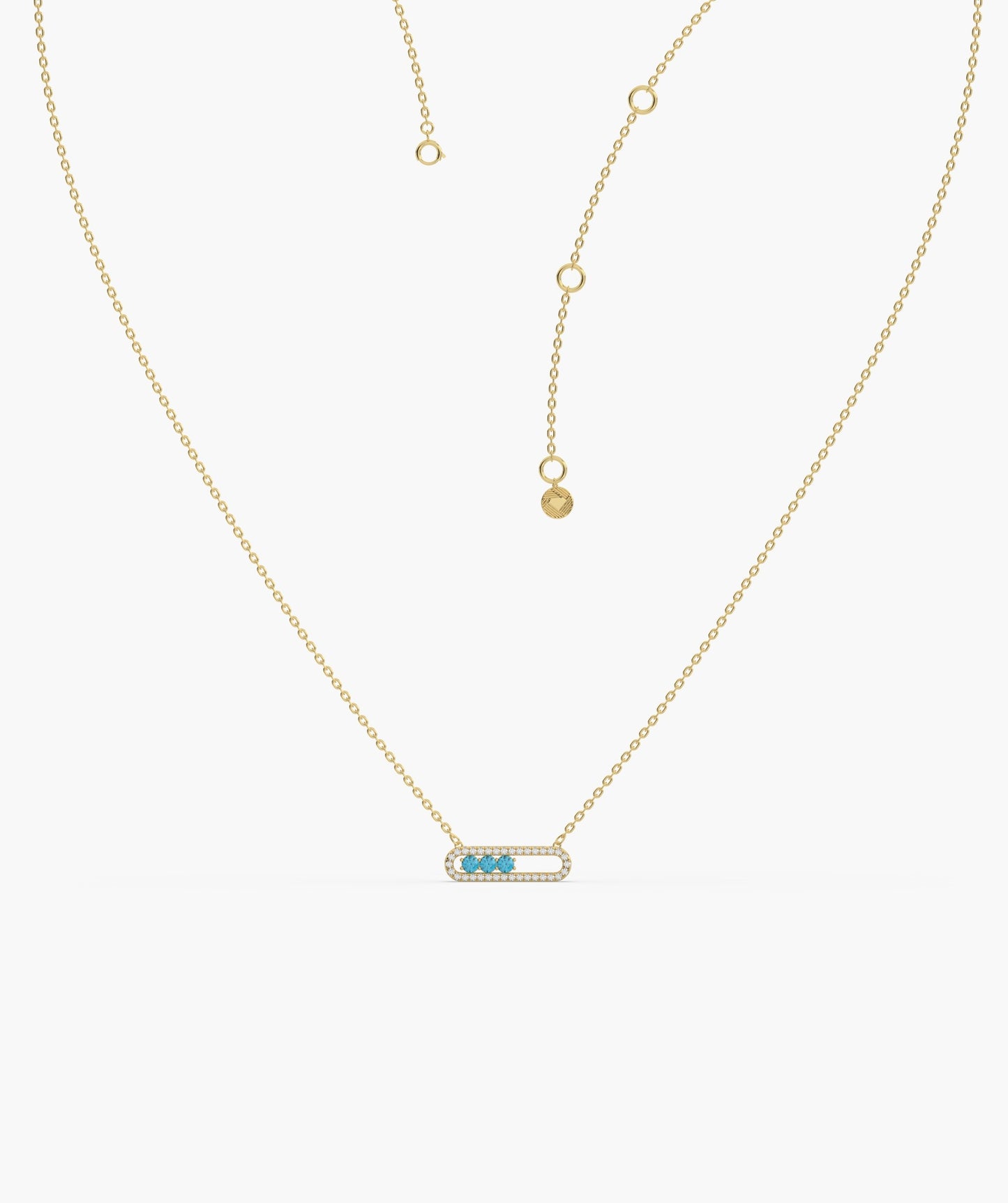 Diamond-Outlined Blue Trio Necklace