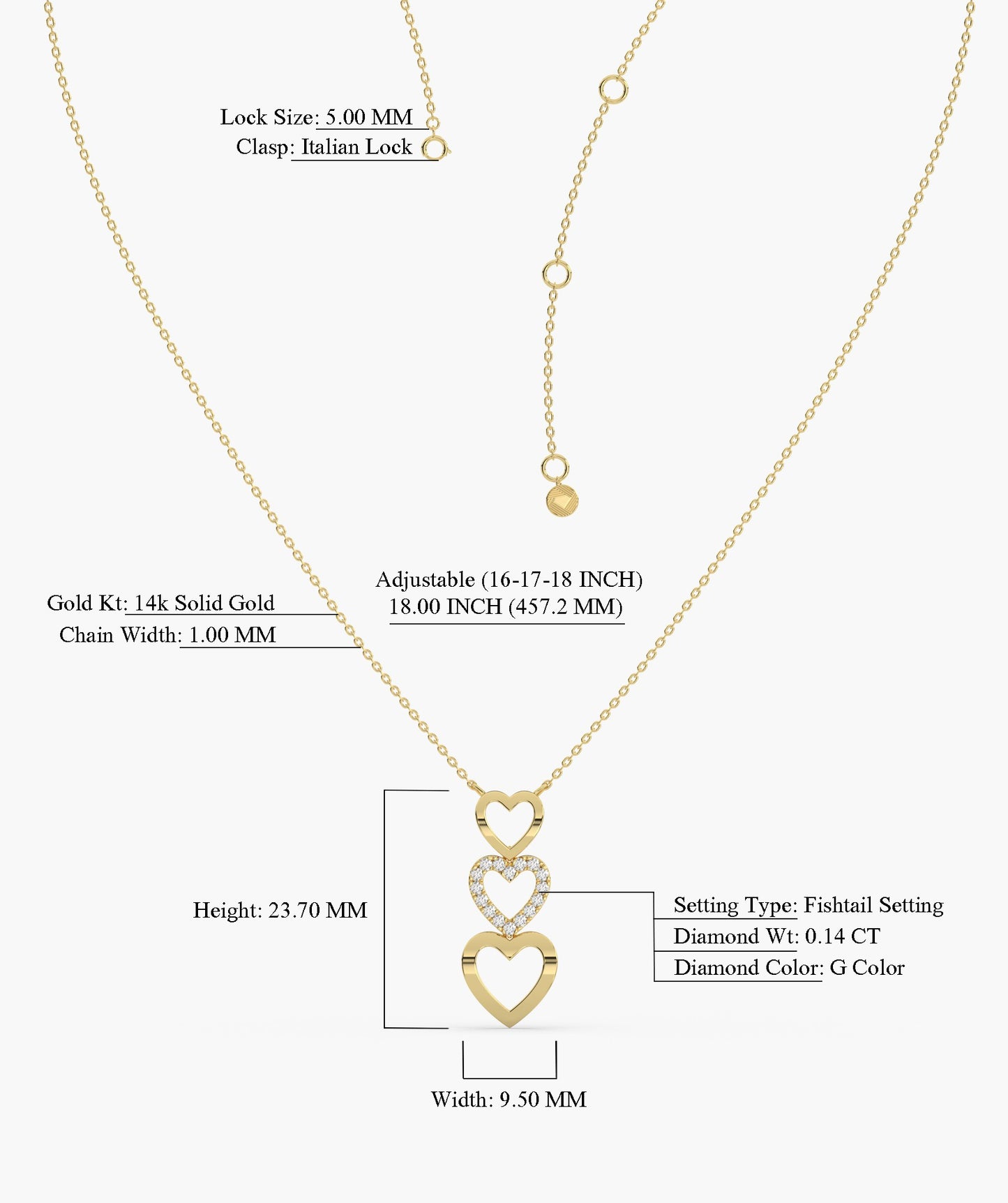 Triple Delight Heart Pendant