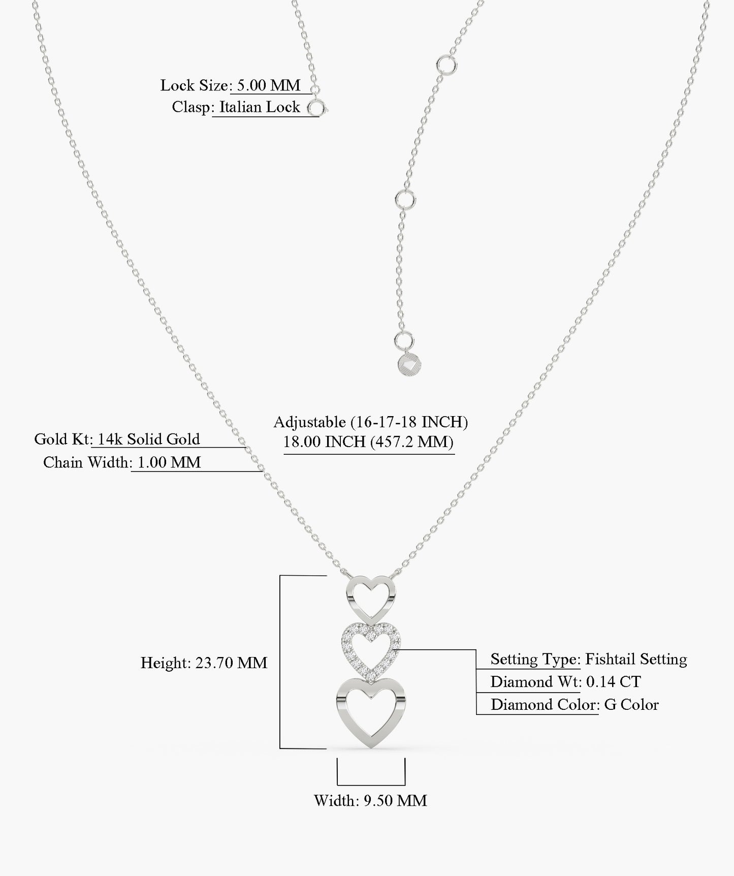 Triple Delight Heart Pendant