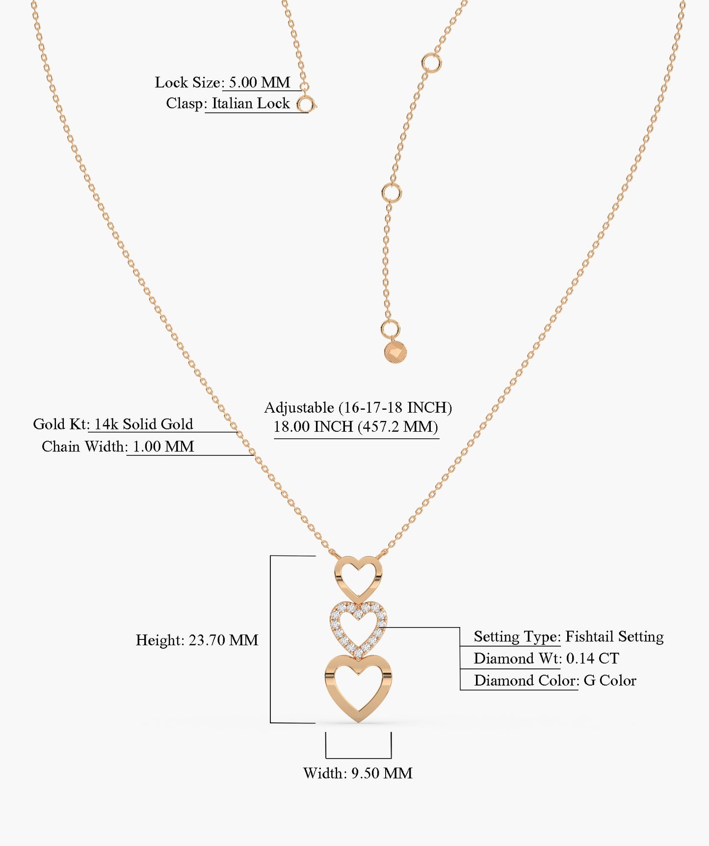 Triple Delight Heart Pendant