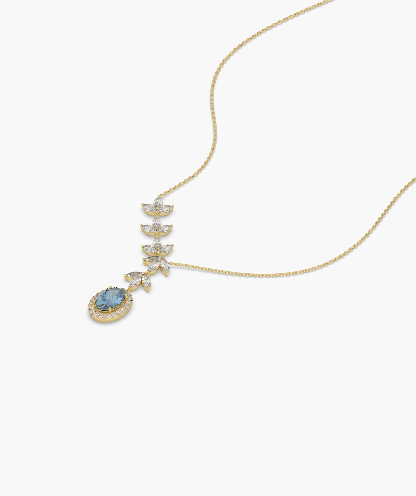 Luxury 14K Gold Leaf Drop Necklace