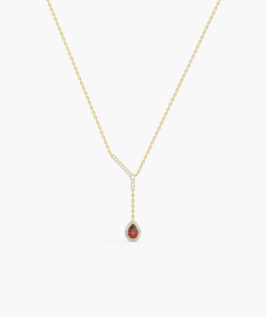 Sophisticated Red Ruby Gold Necklace