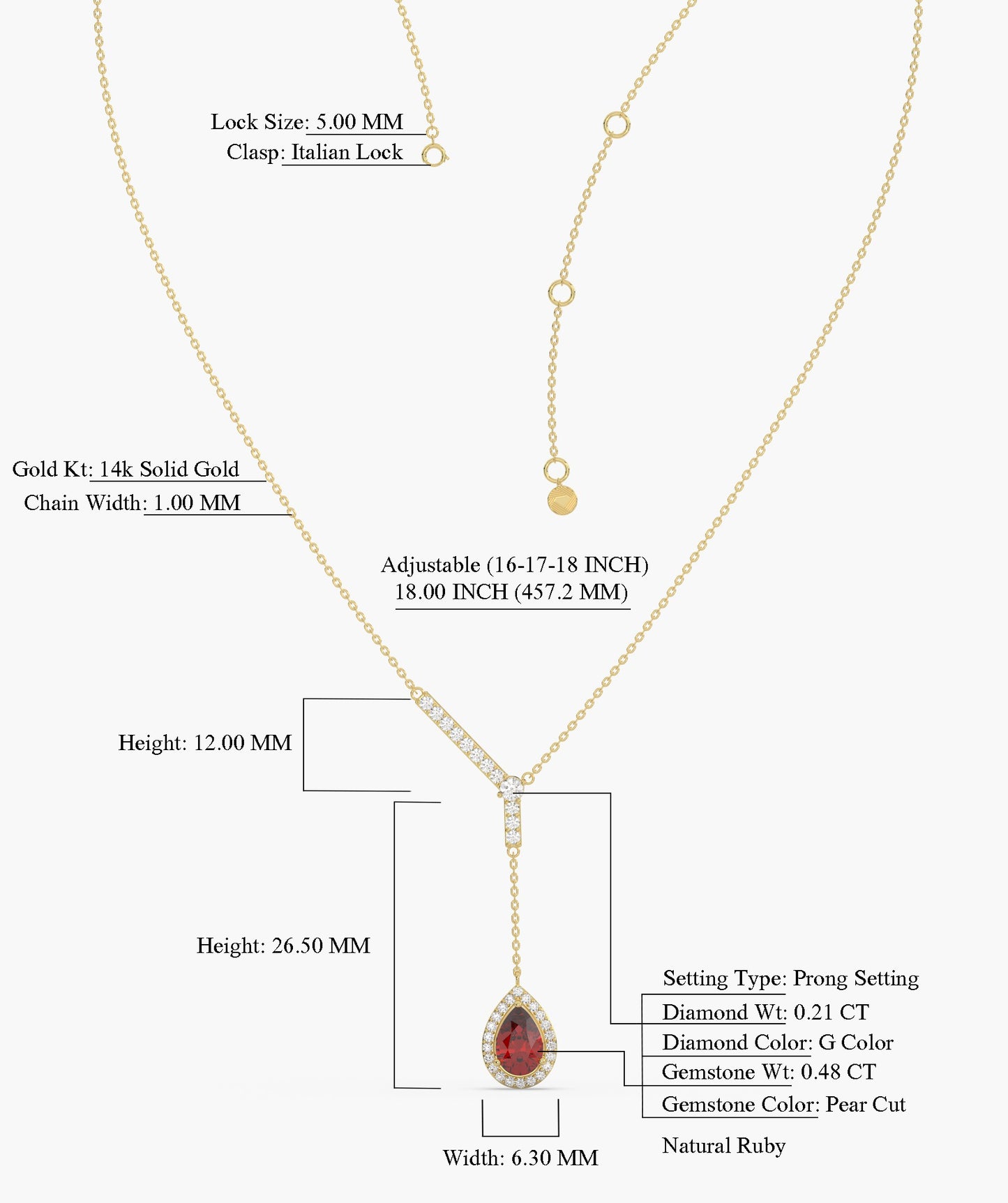 Sophisticated Red Ruby Gold Necklace