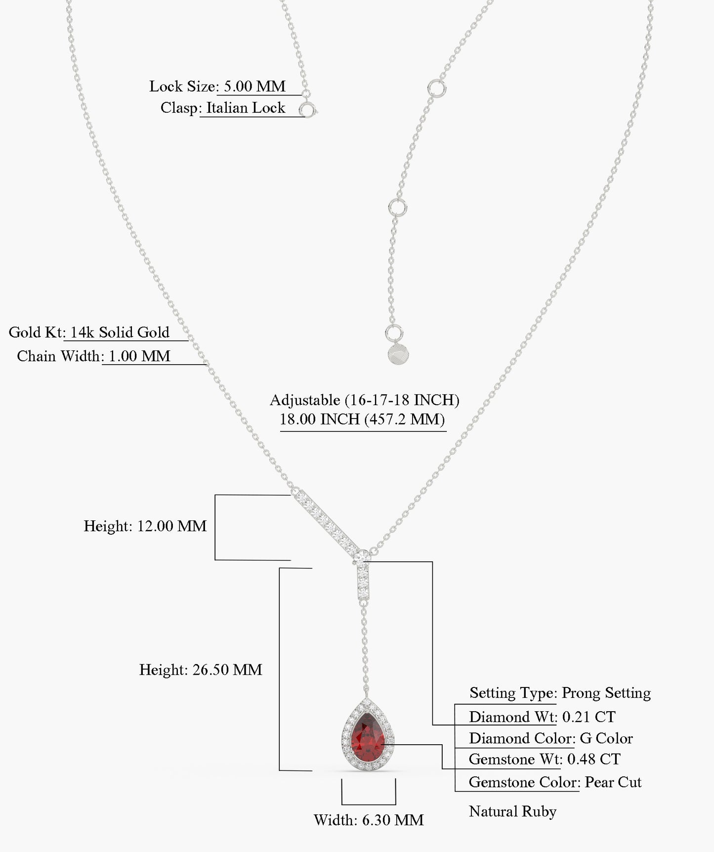 Sophisticated Red Ruby Gold Necklace