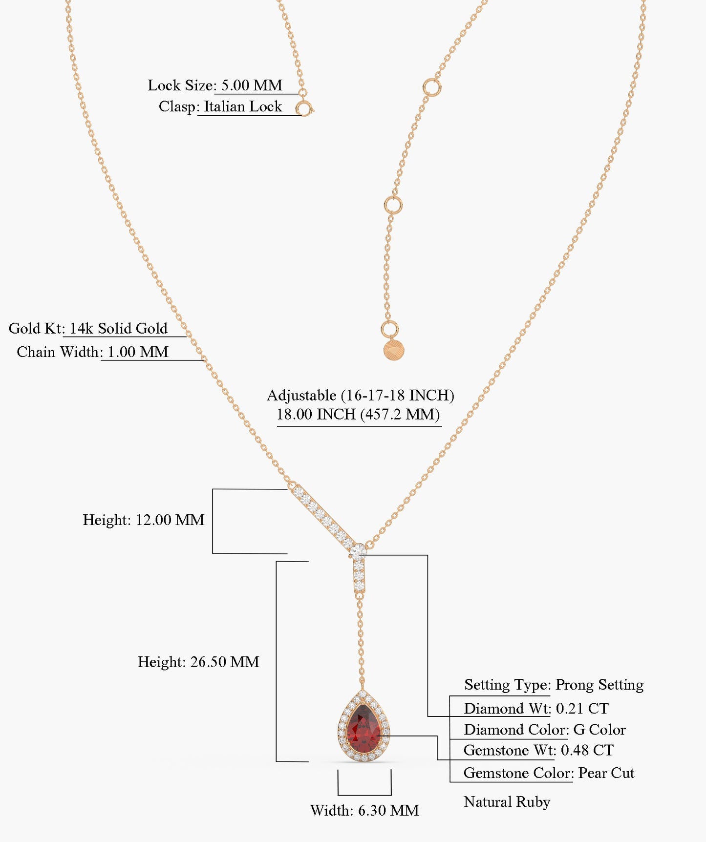 Sophisticated Red Ruby Gold Necklace