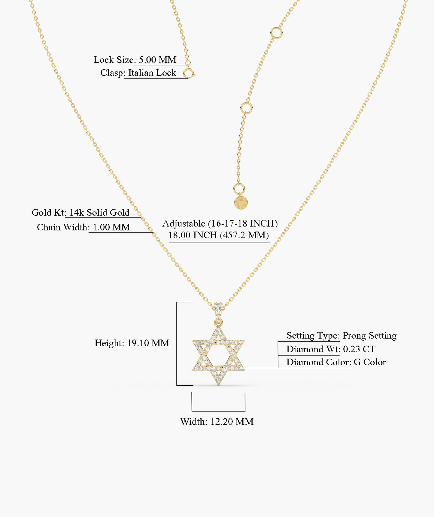 14K Gold Star of David Pendant