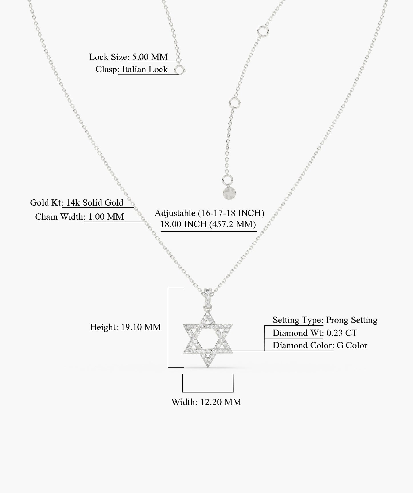 14K Gold Star of David Pendant