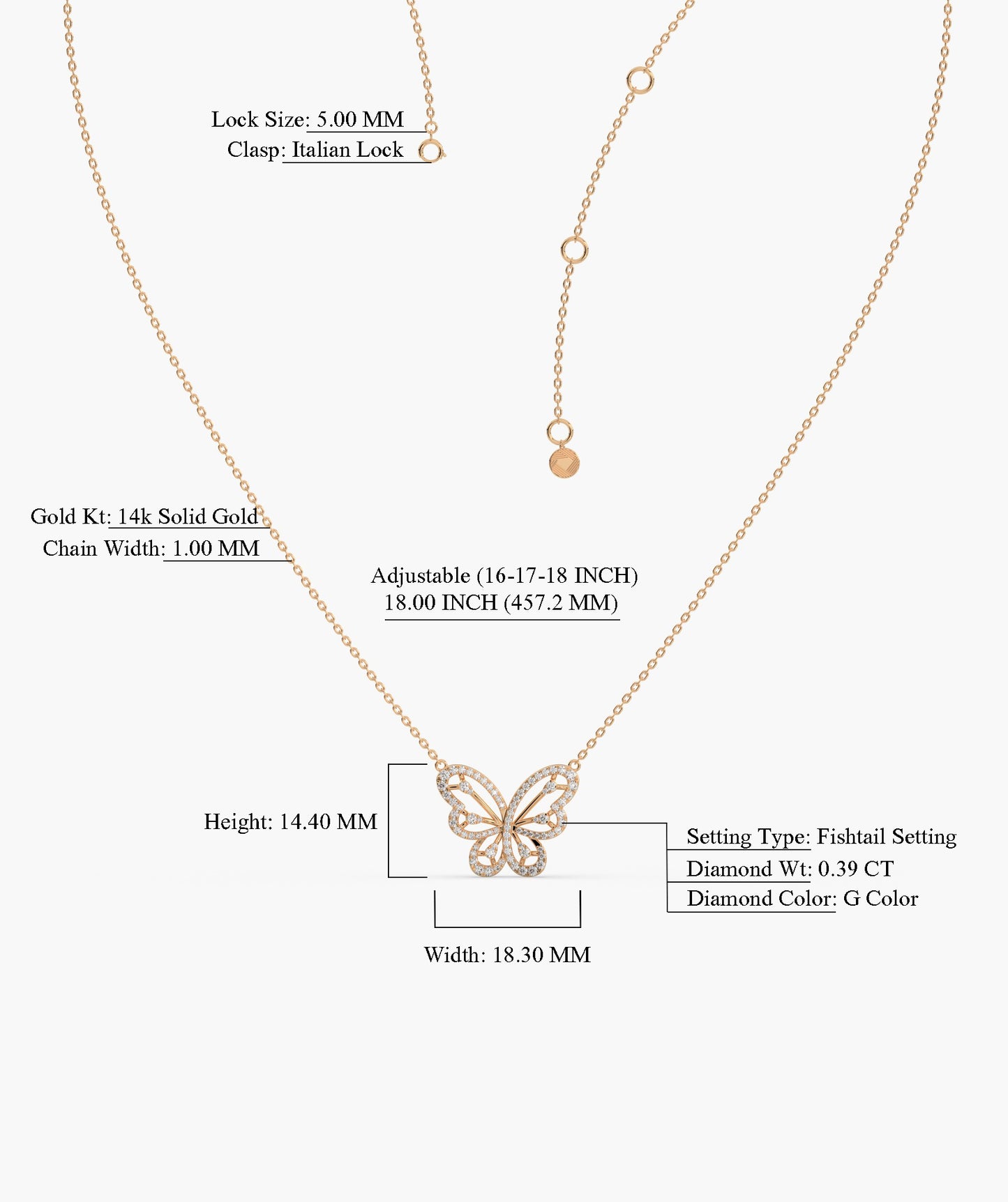 Butterfly 14K Gold Pendant Necklace