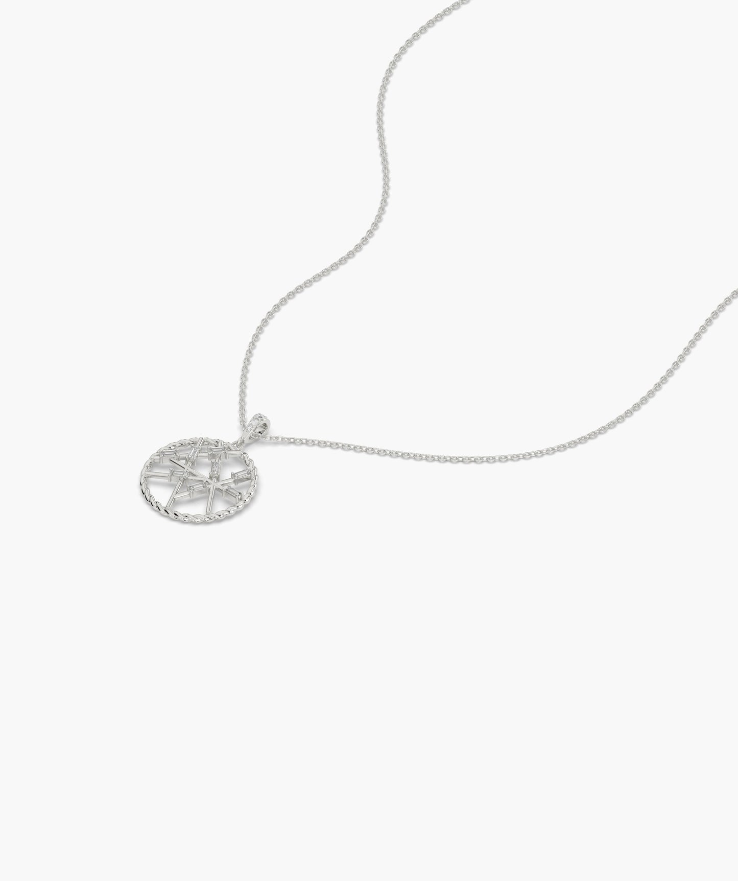 Compass Star Baguette Diamond Medallion Necklace