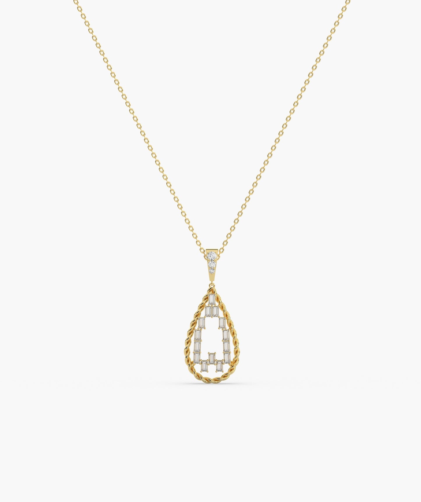 14K Lattice Teardrop Pendant