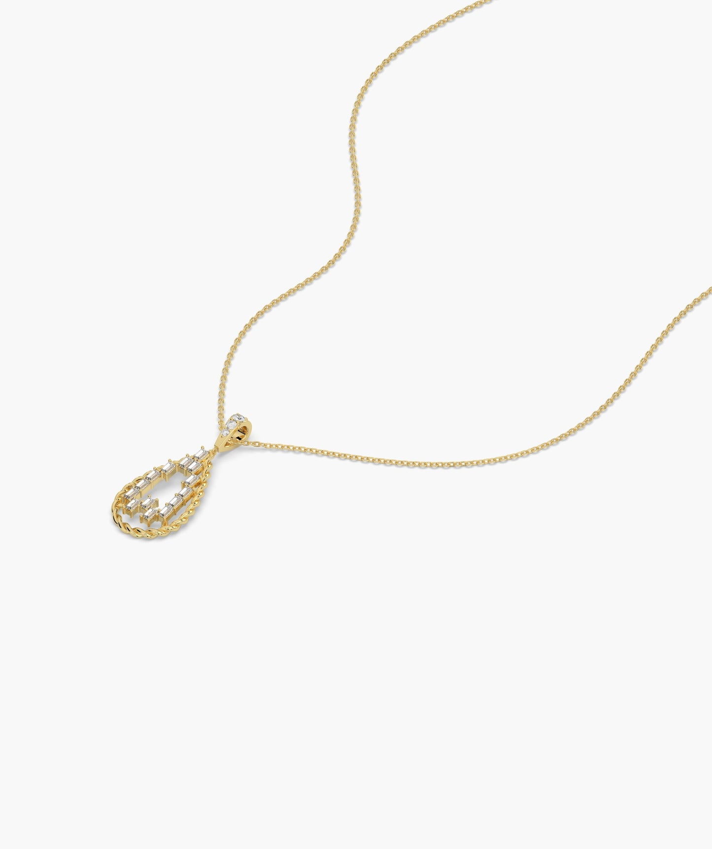 14K Lattice Teardrop Pendant