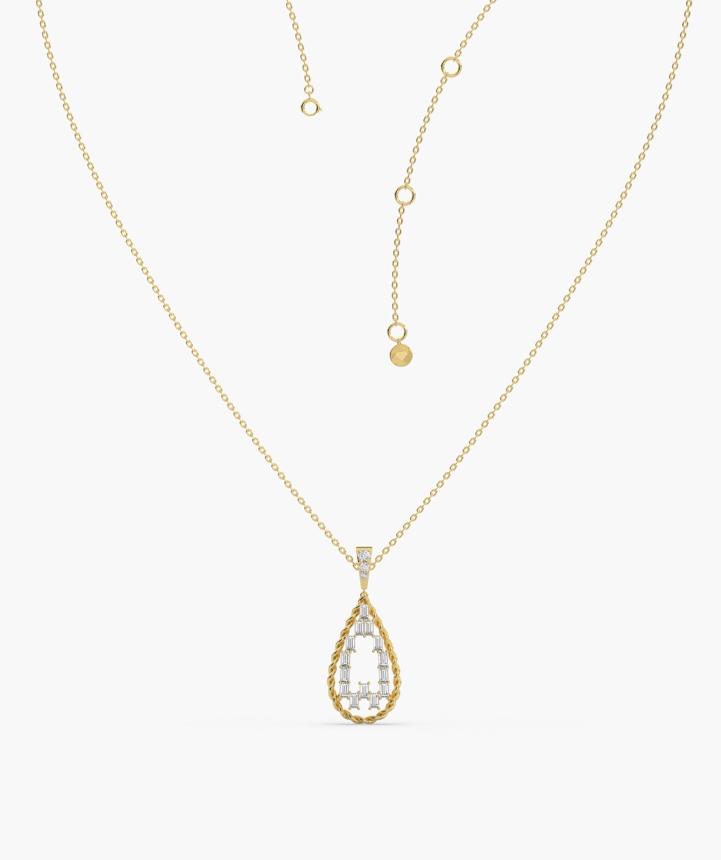 14K Lattice Teardrop Pendant