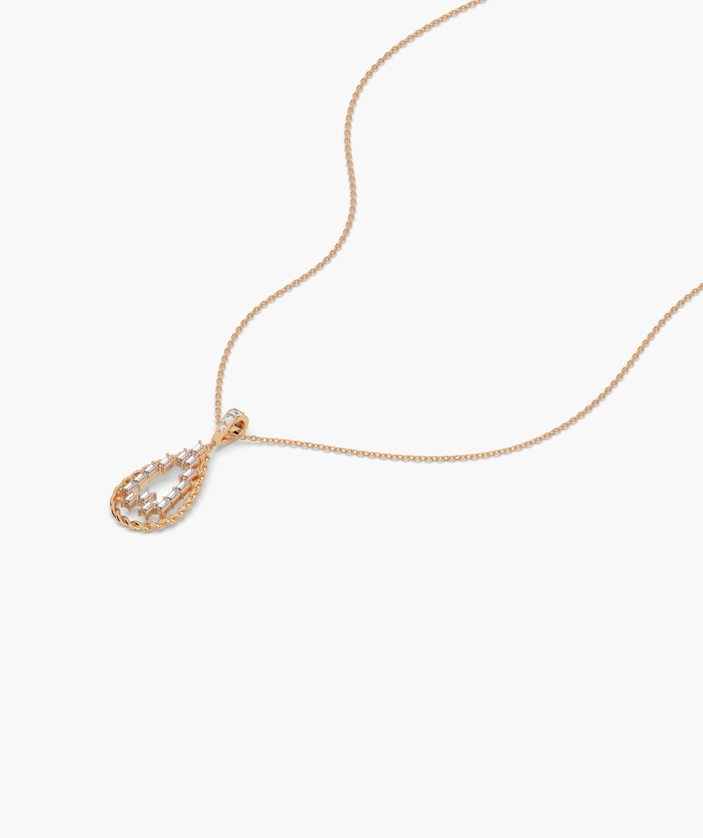 14K Lattice Teardrop Pendant