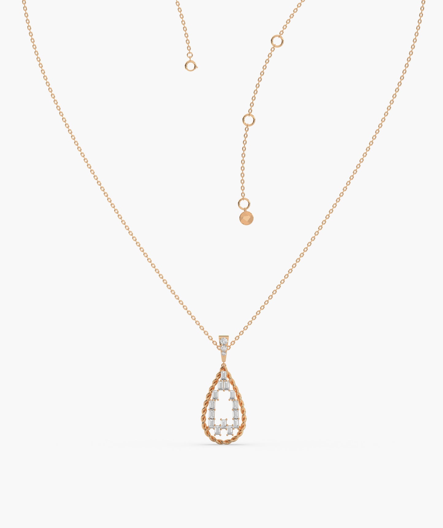 14K Lattice Teardrop Pendant