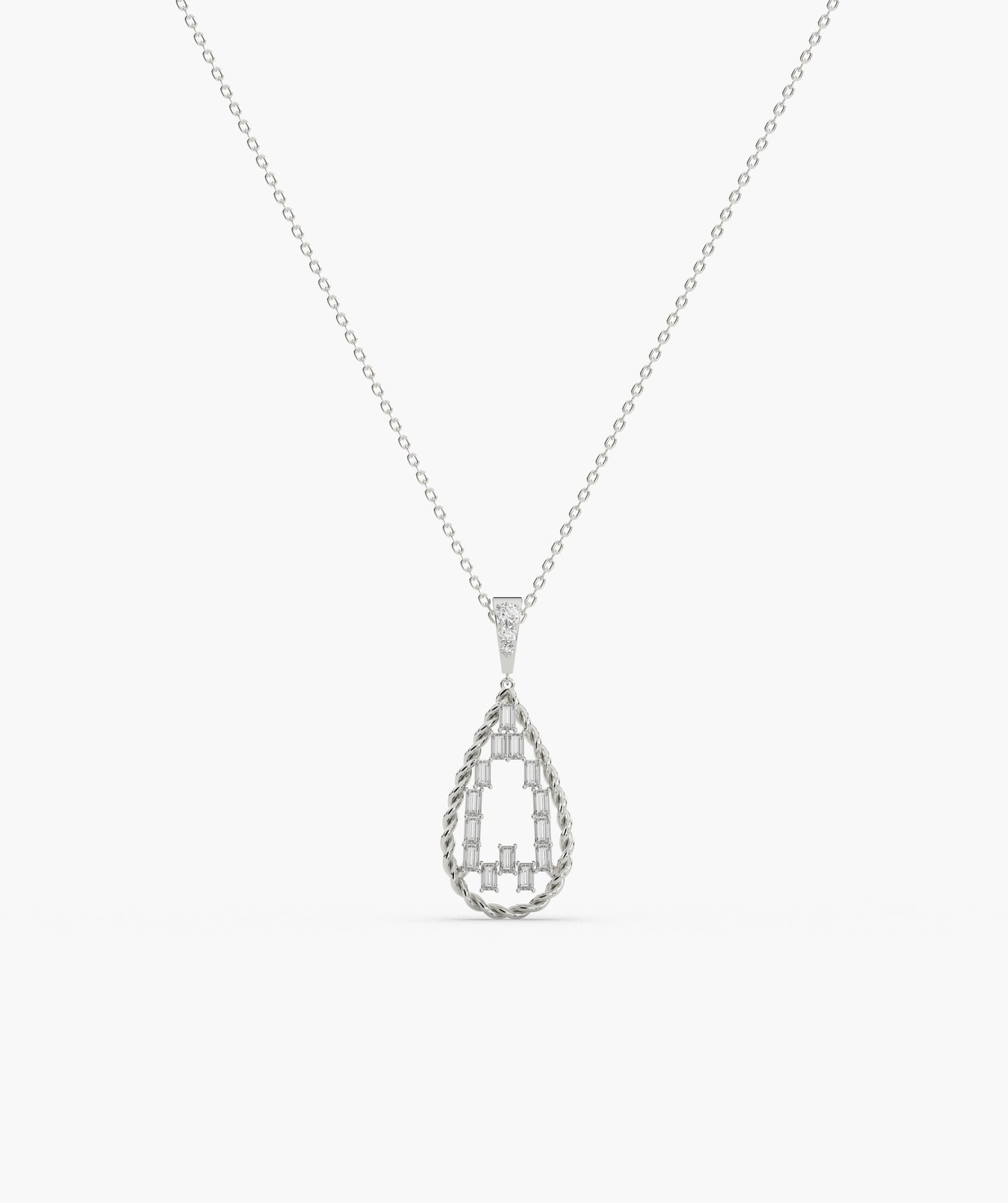 14K Lattice Teardrop Pendant