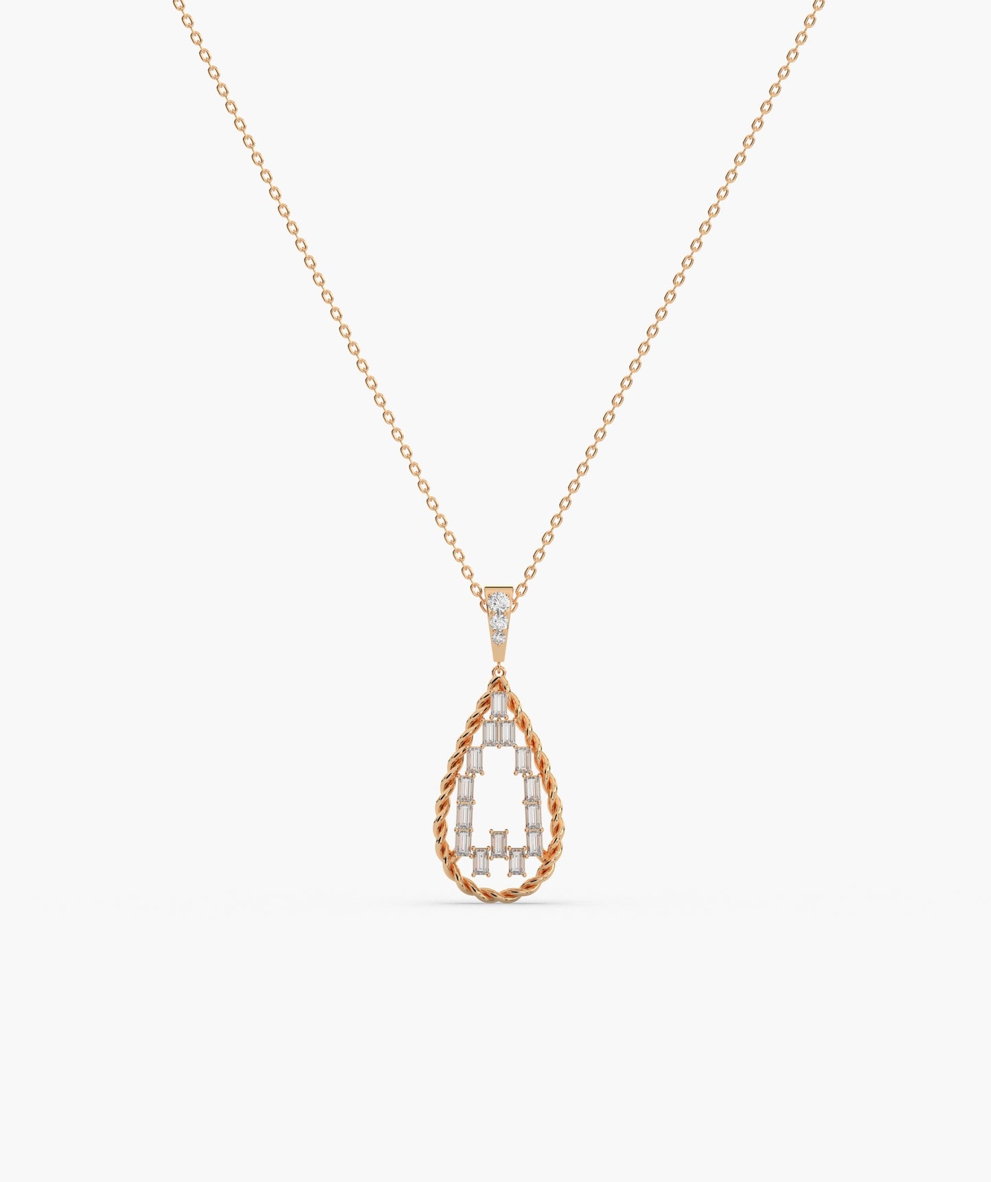 14K Lattice Teardrop Pendant