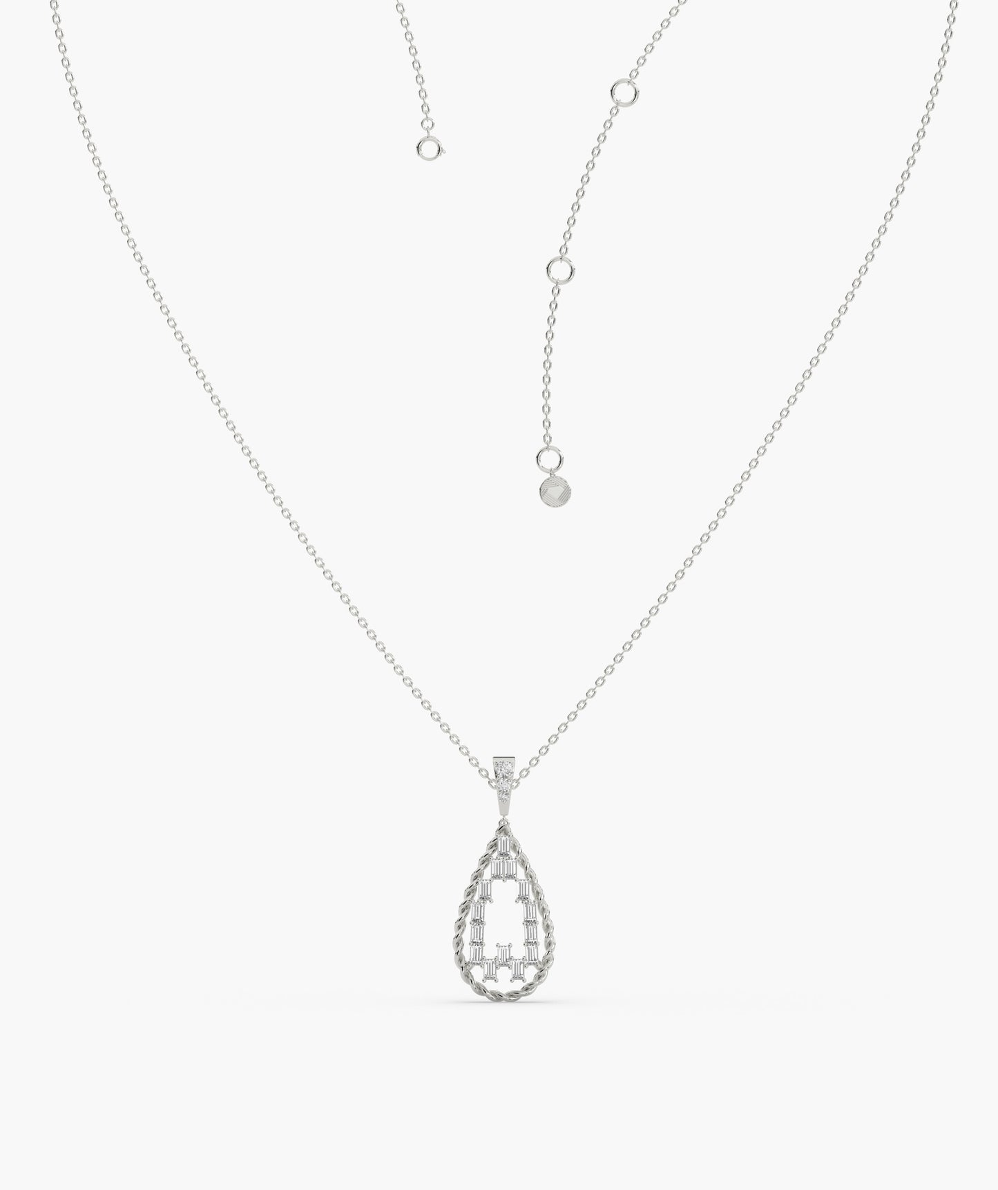 14K Lattice Teardrop Pendant