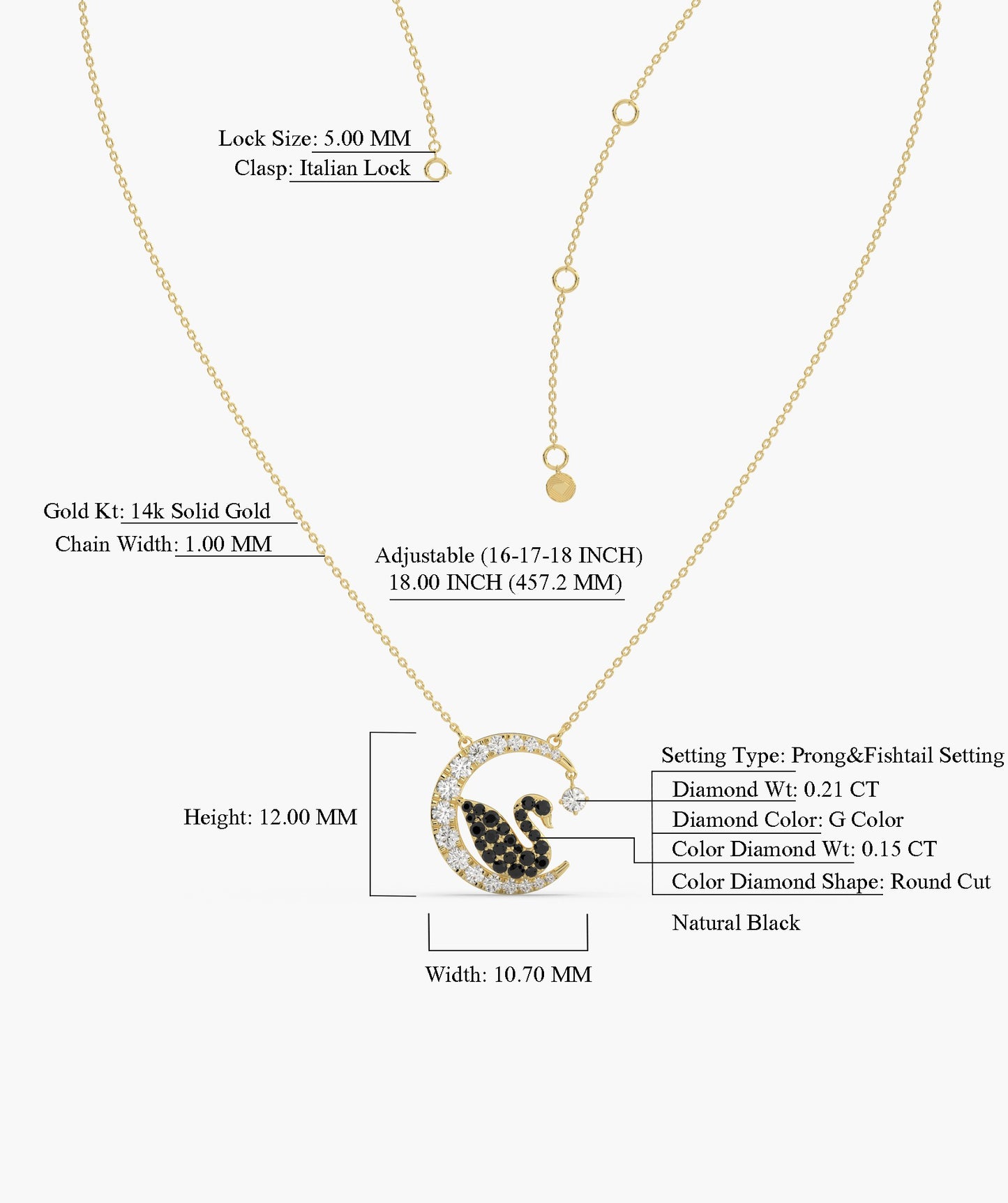 Elegant Swan Crescent Pendant