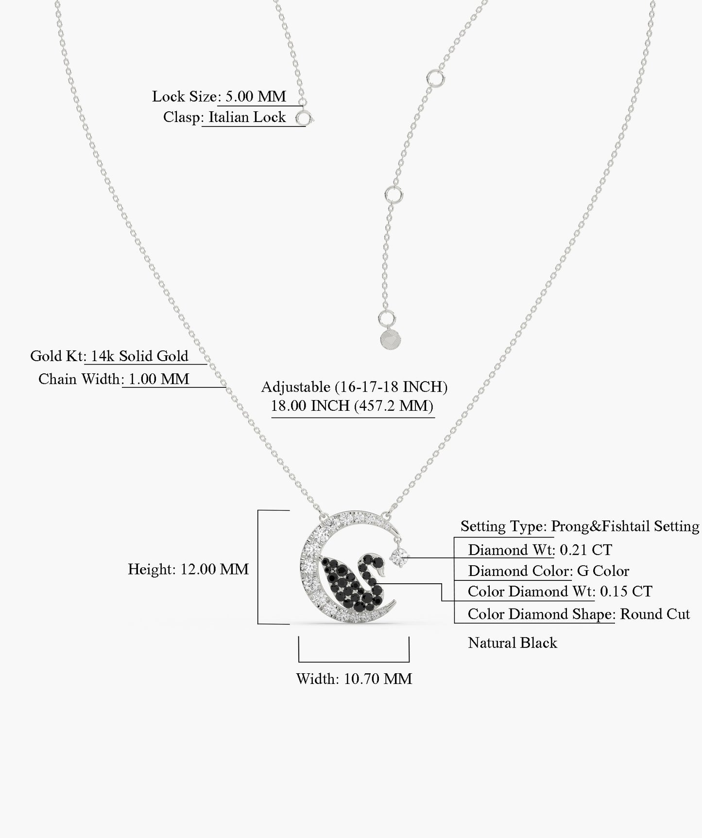 Elegant Swan Crescent Pendant