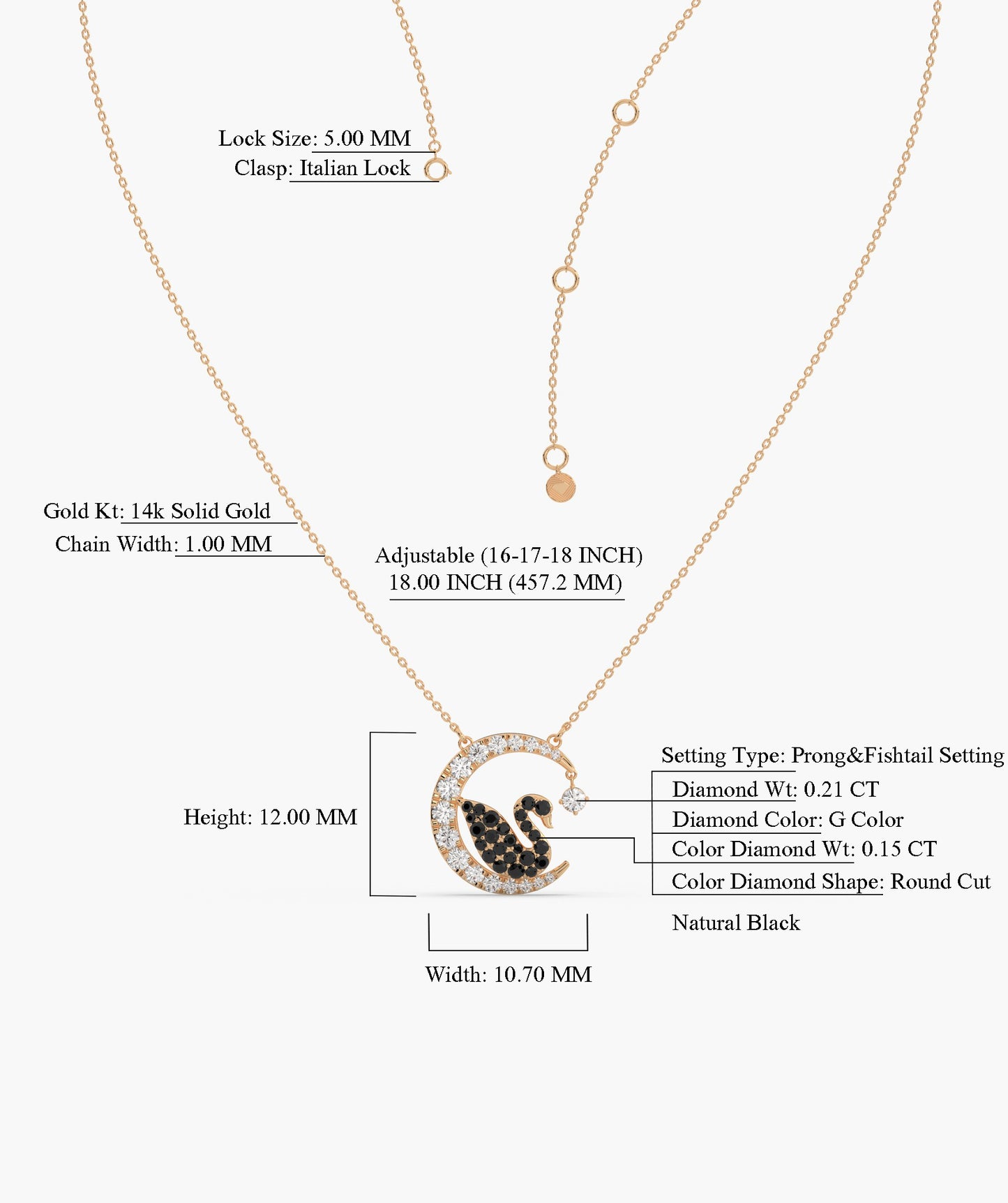 Elegant Swan Crescent Pendant