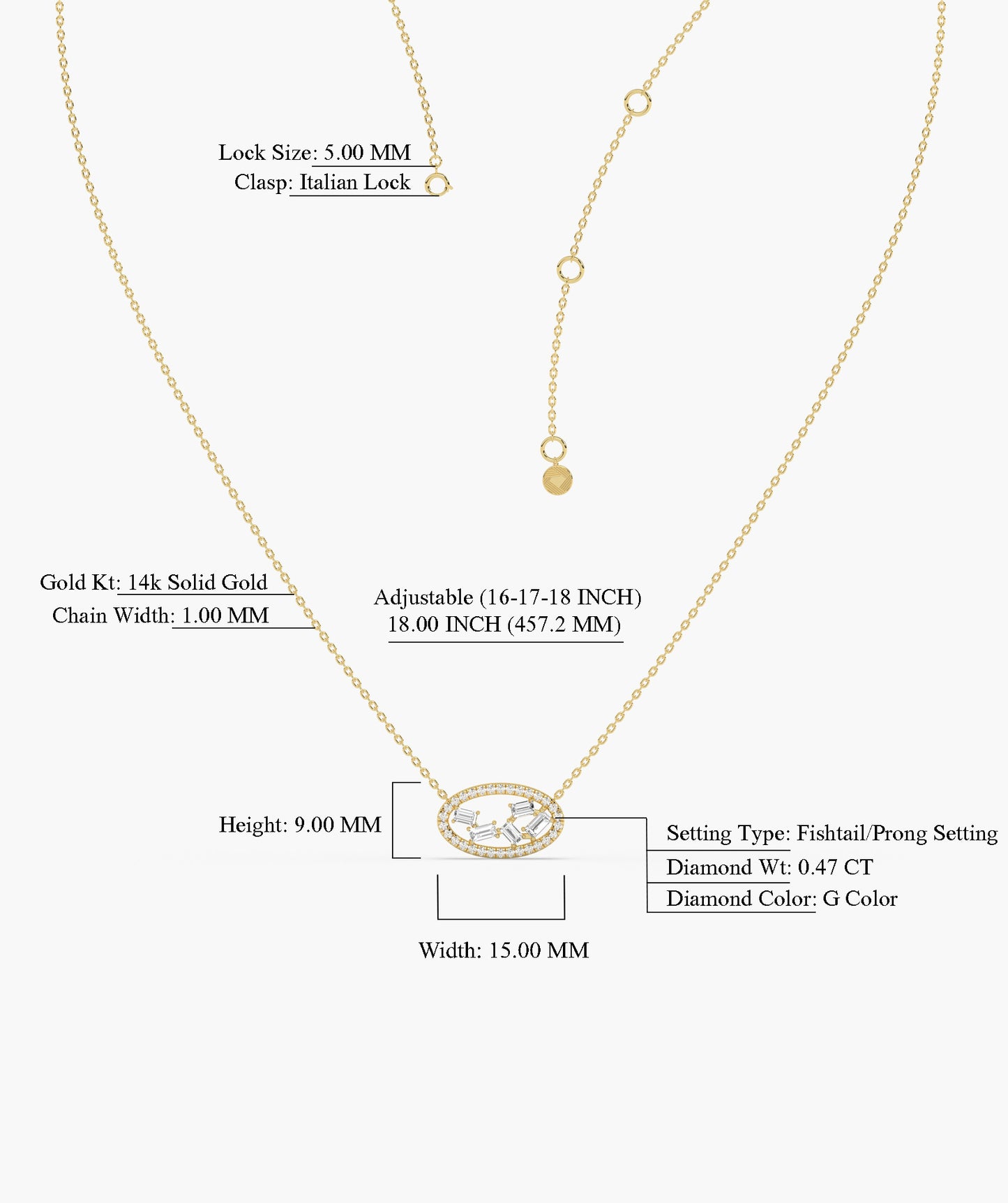 Elegant Ellipse Diamond Necklace