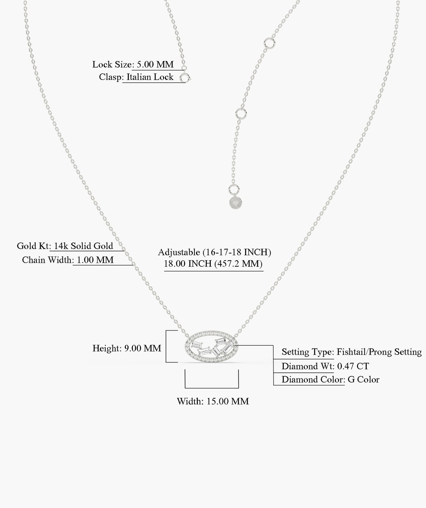 Elegant Ellipse Diamond Necklace