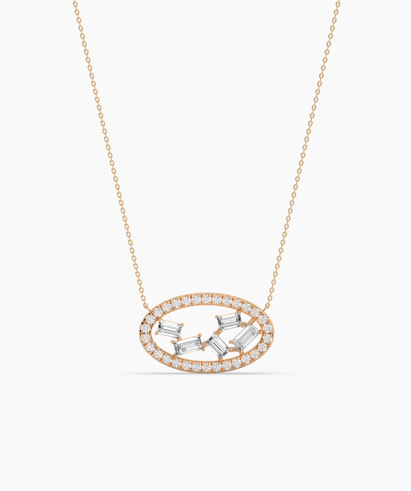 Elegant Ellipse Diamond Necklace
