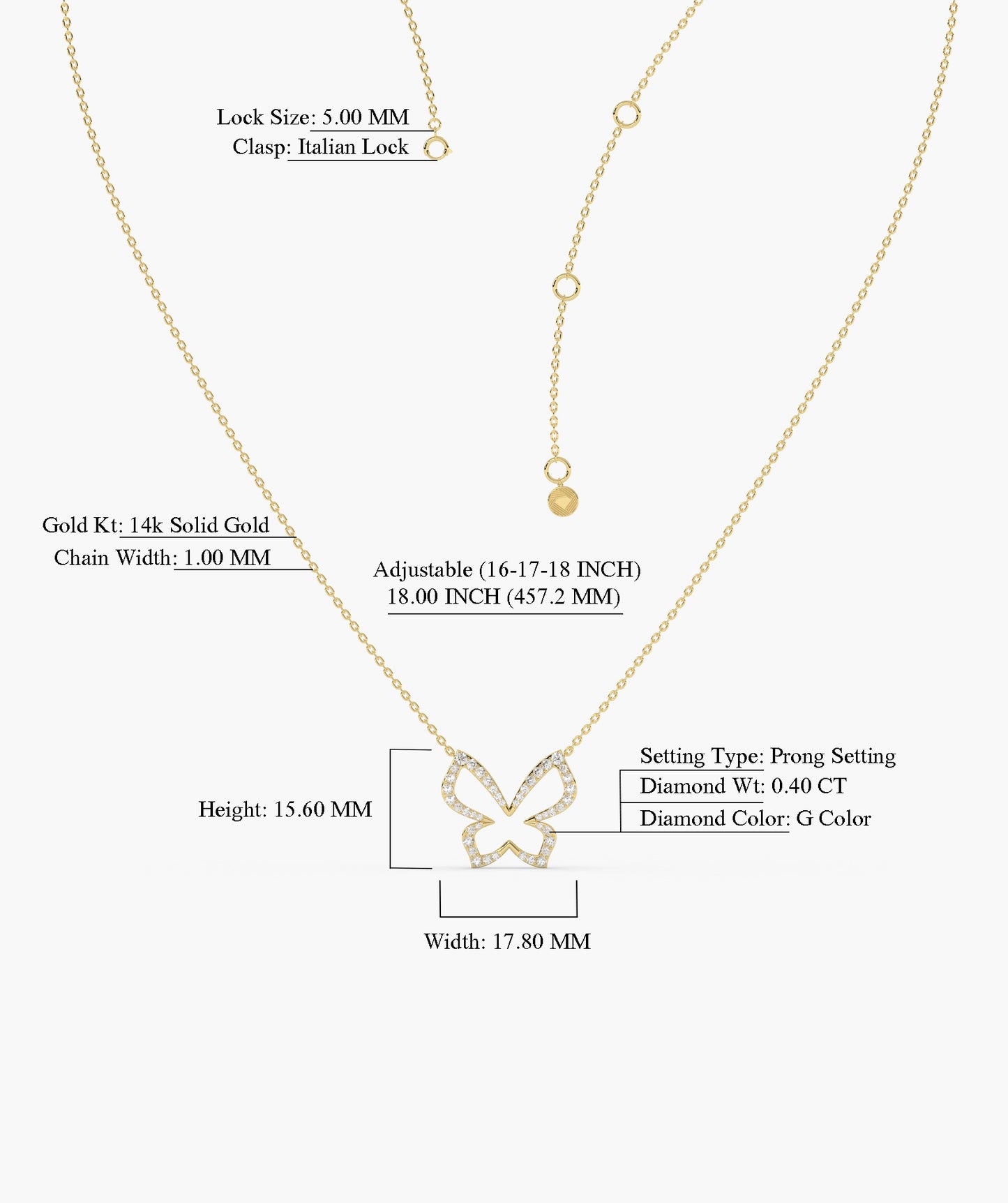 14K Gold Butterfly Brilliance Necklace