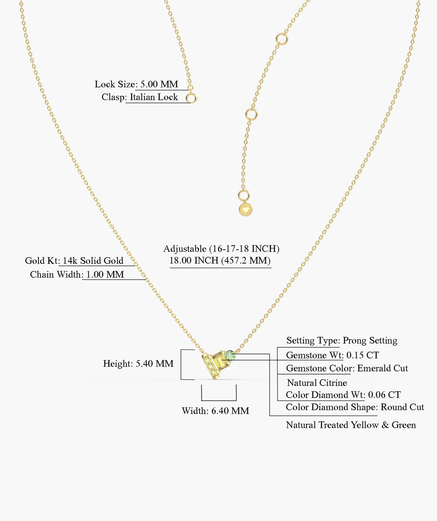 fancy Green & Yellow Spark Necklace
