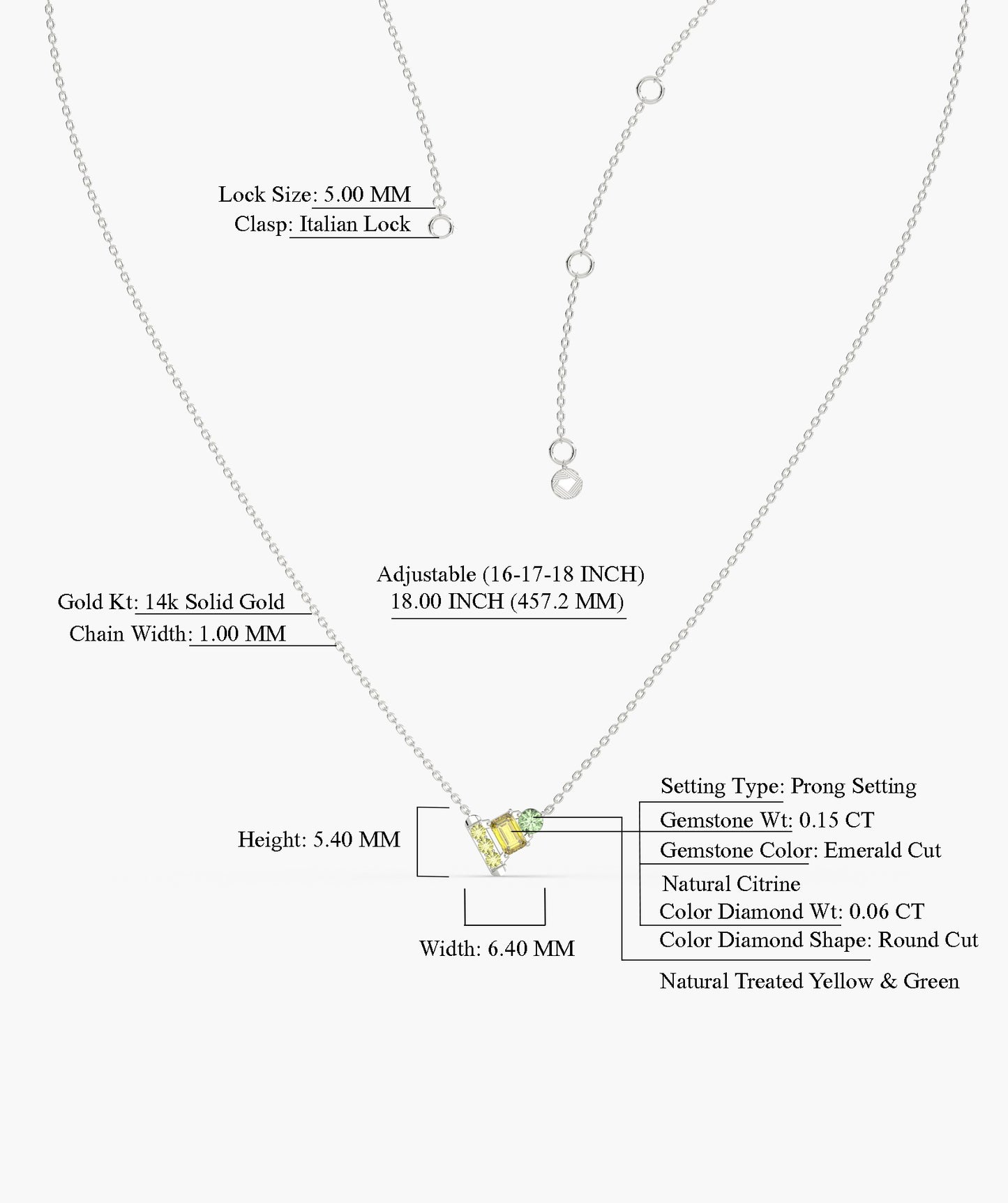 fancy Green & Yellow Spark Necklace