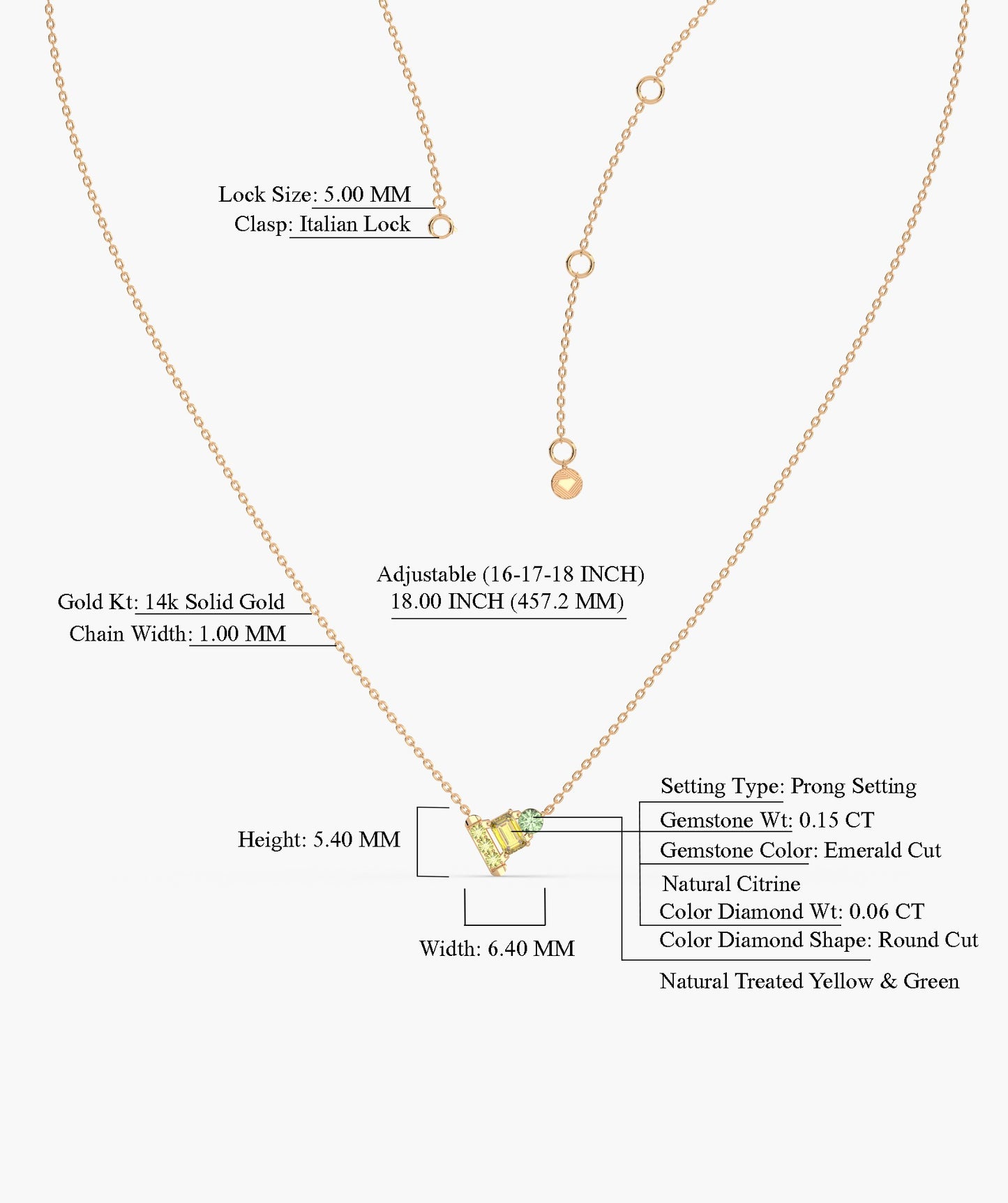 fancy Green & Yellow Spark Necklace