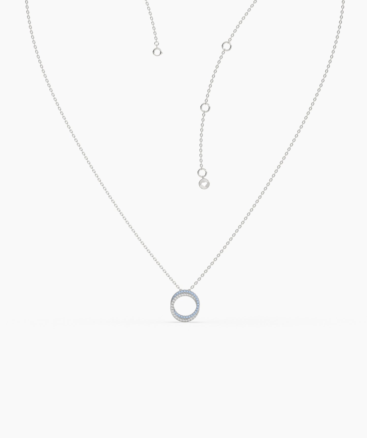 Gold & Blue Diamond Open Circle Necklace