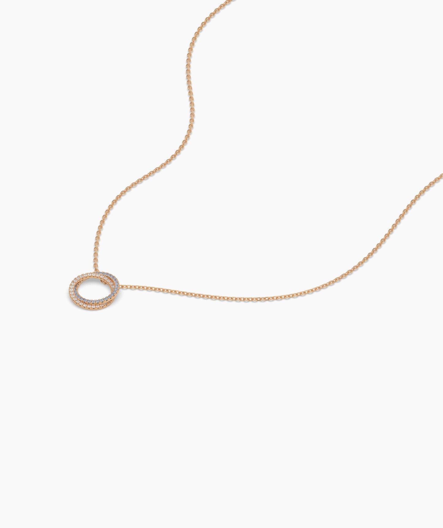 Gold & Blue Diamond Open Circle Necklace