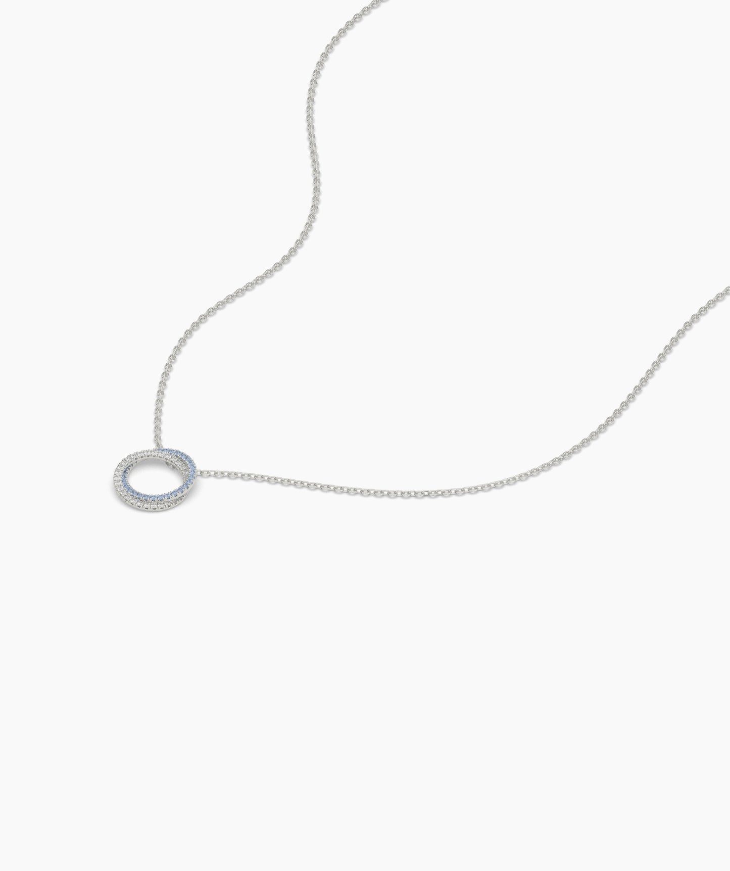 Gold & Blue Diamond Open Circle Necklace