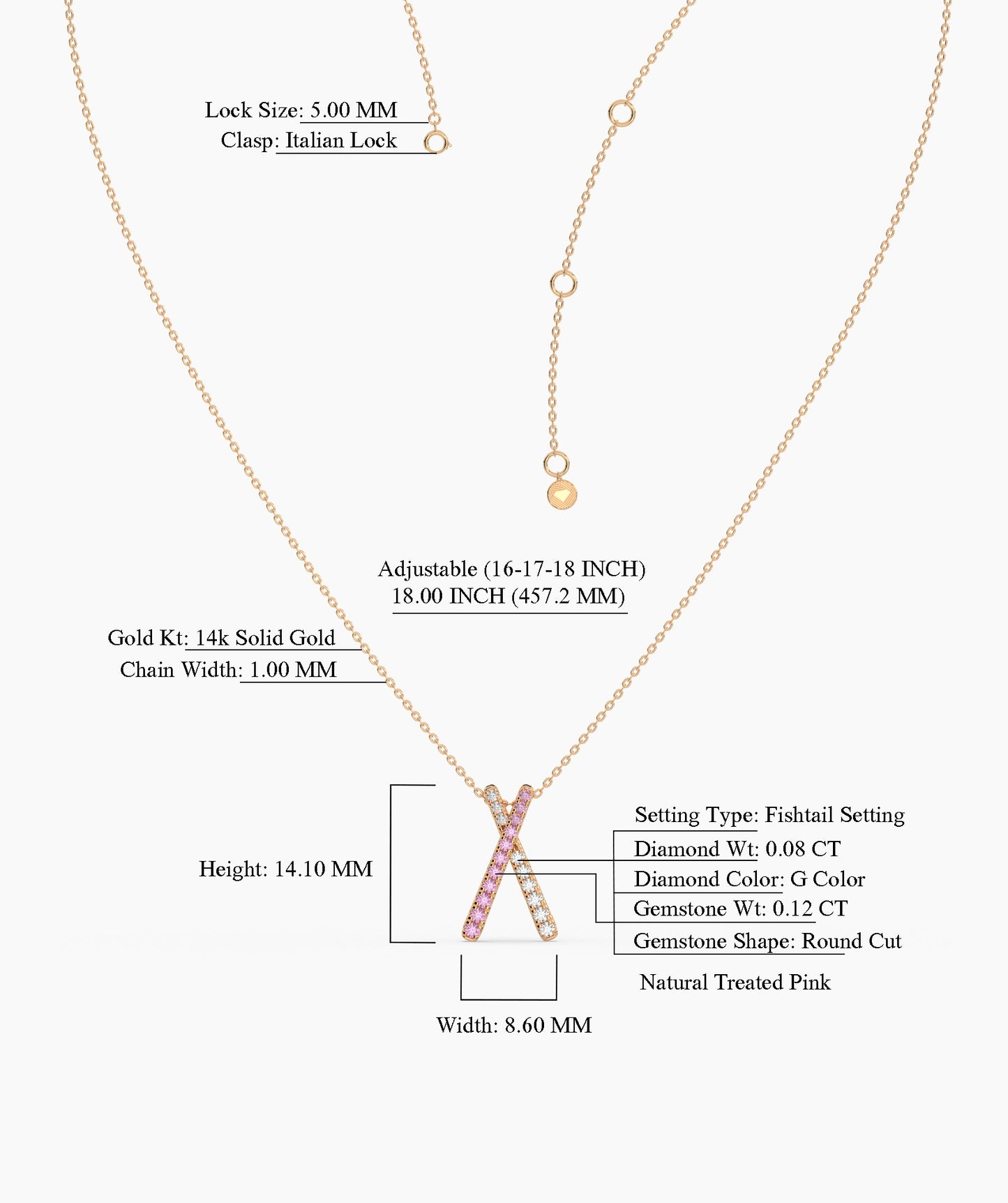 14K Gold "X" Necklace