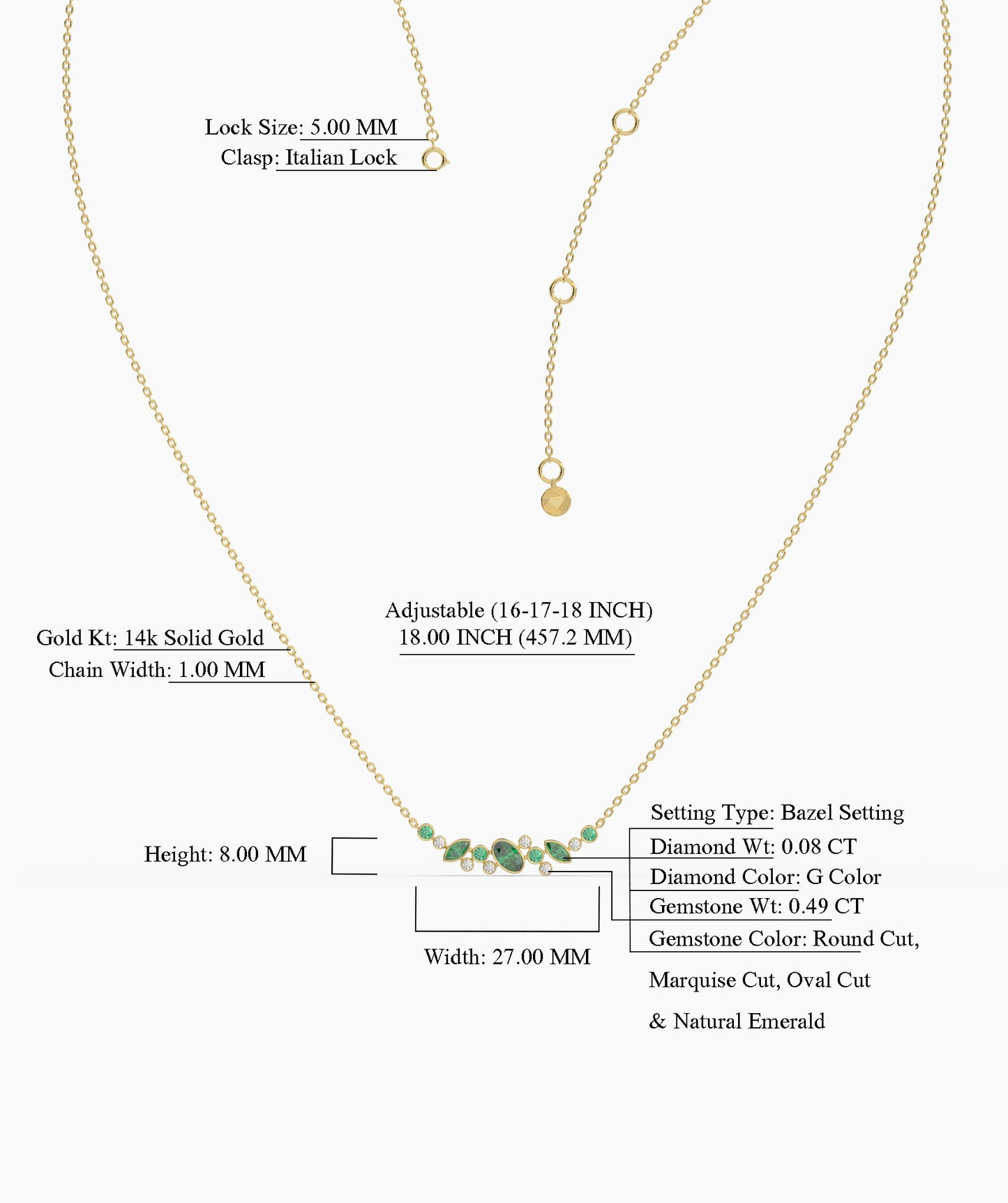 Green Gemstone & Diamond Cluster Necklace