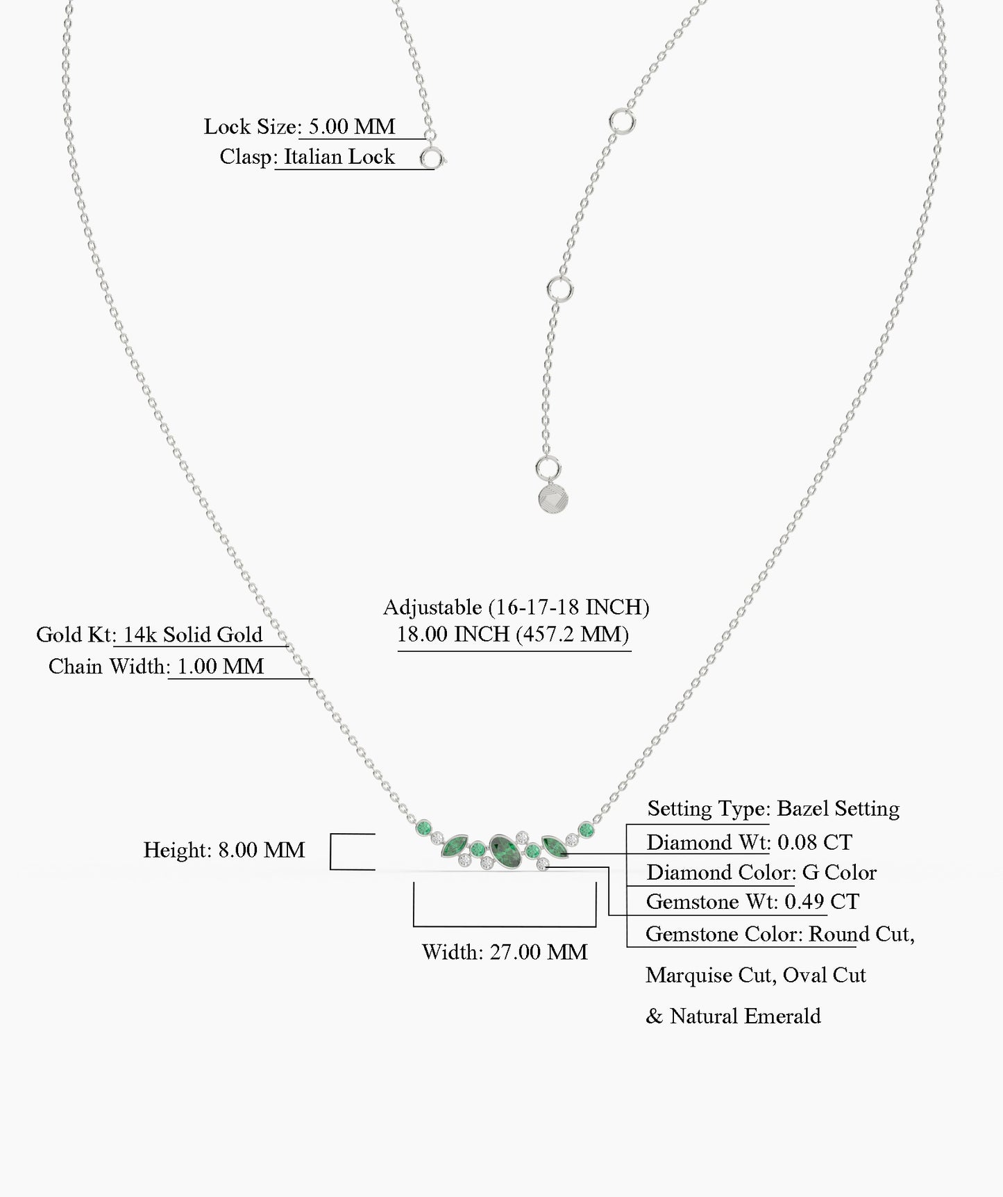 Green Gemstone & Diamond Cluster Necklace