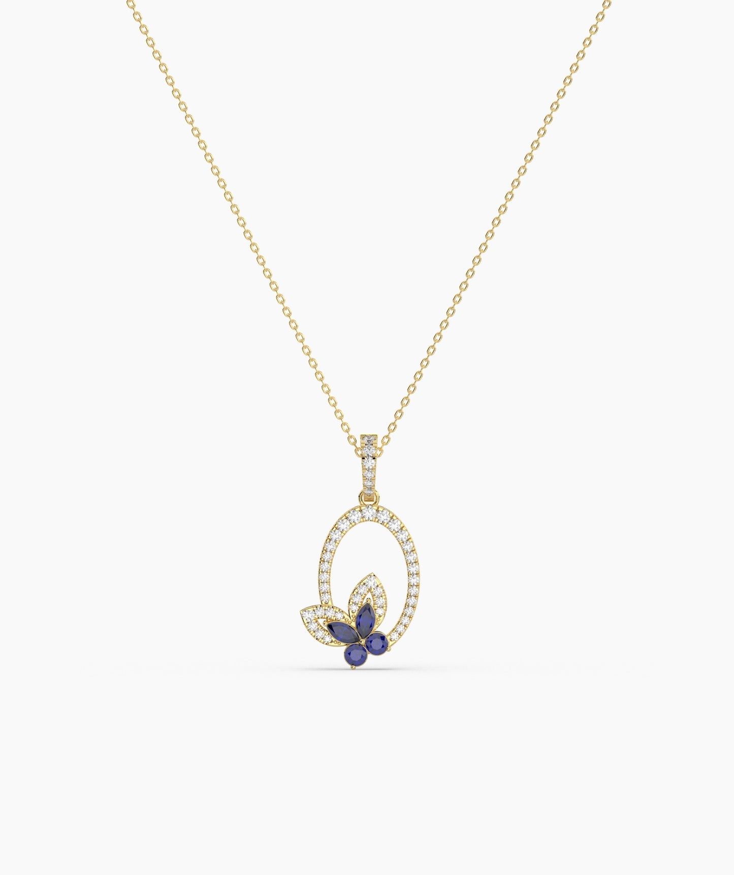 Dazzling Butterfly Oval Style Necklace