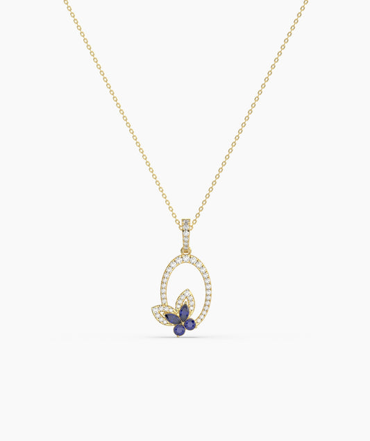 Dazzling Butterfly Oval Style Necklace