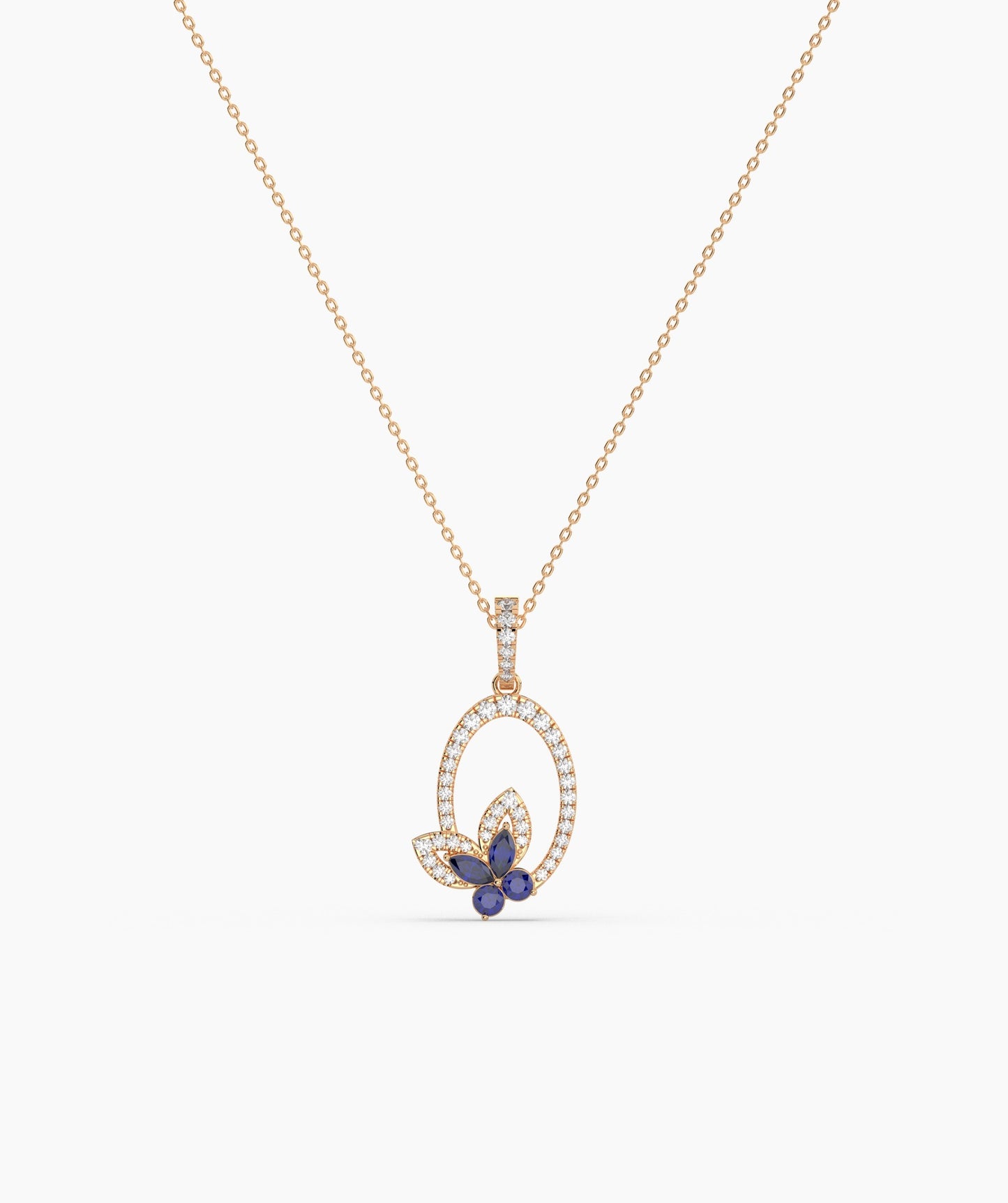 Dazzling Butterfly Oval Style Necklace