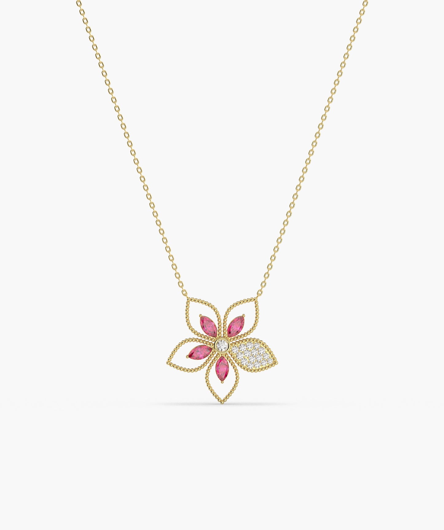 Ruby Bloom 14K Gold Necklace